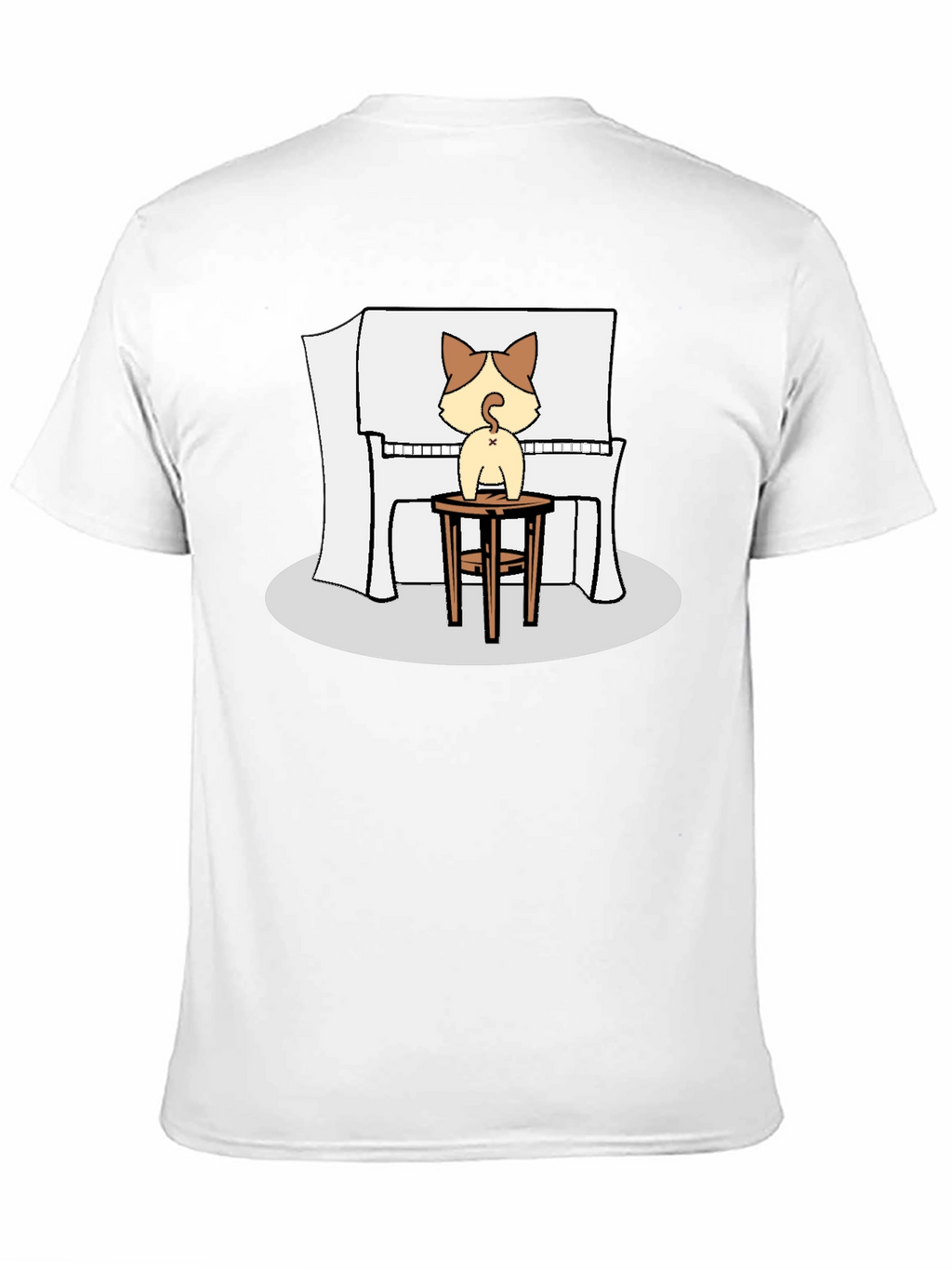 Cat Piano Player Black T-Shirt