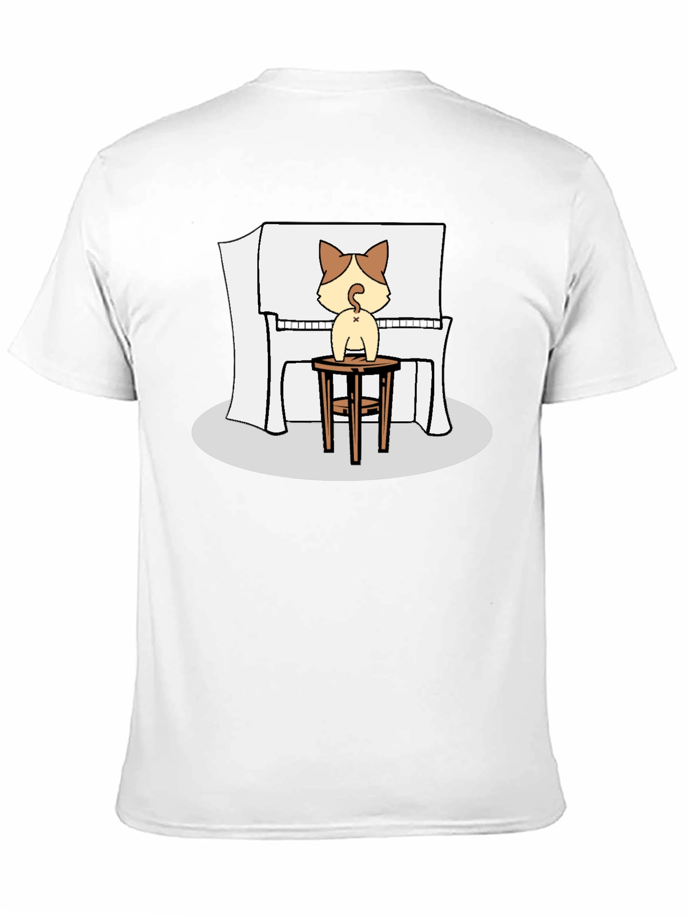Cat Piano Player Black T-Shirt