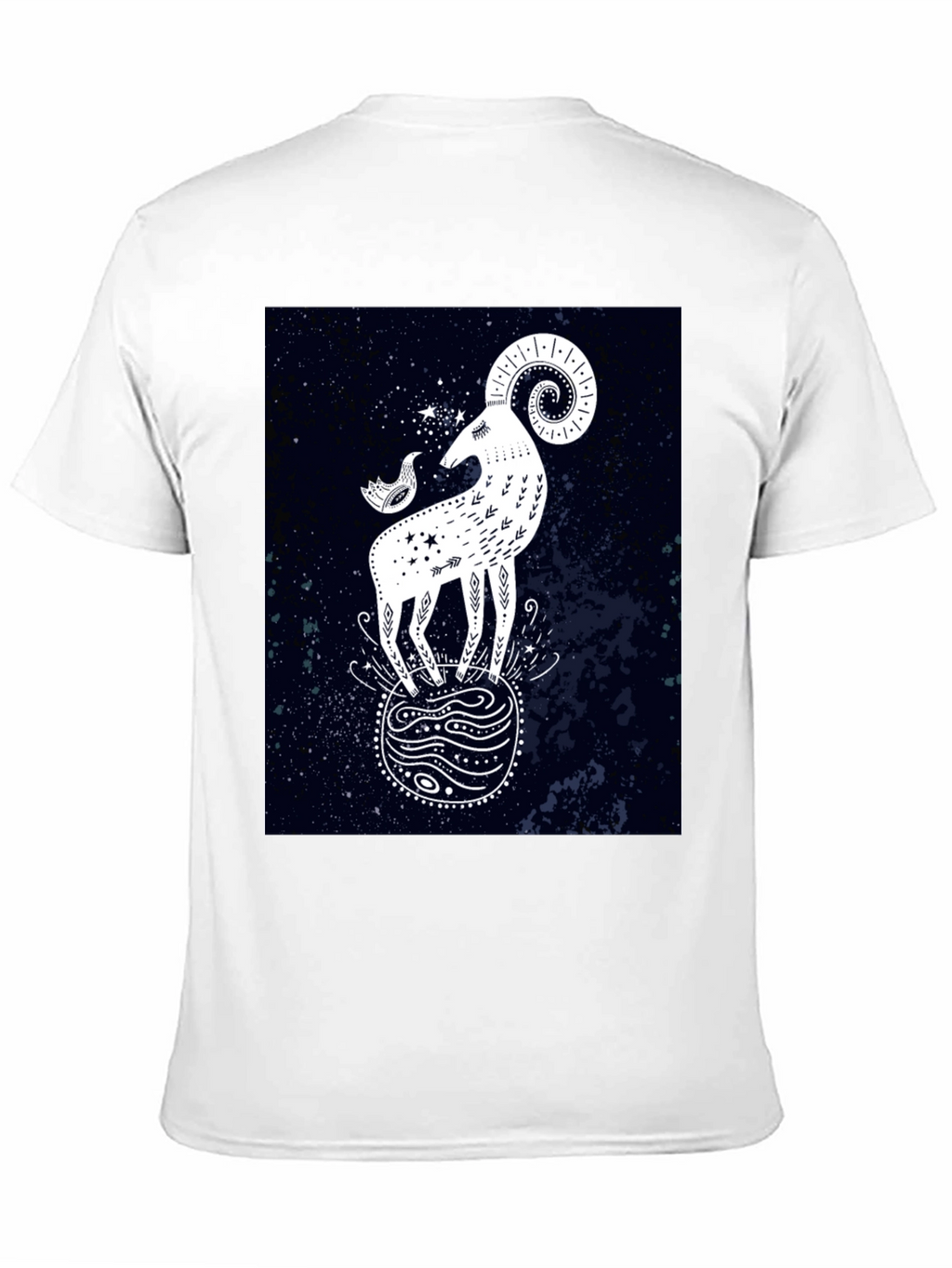 Celestial Ram Graphic Tee - Stylish Black Cotton T-Shirt