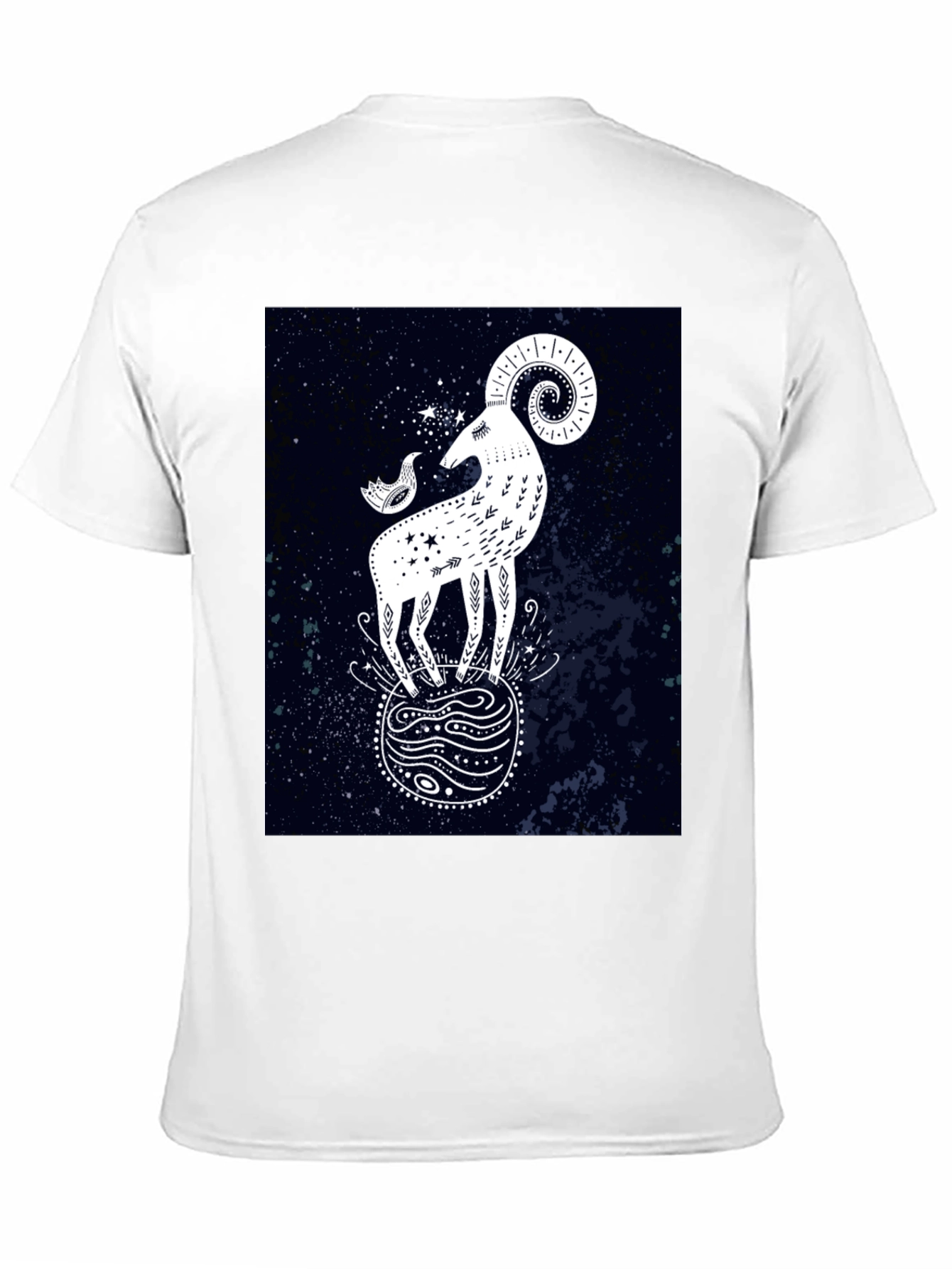 Celestial Ram Graphic Tee - Stylish Black Cotton T-Shirt