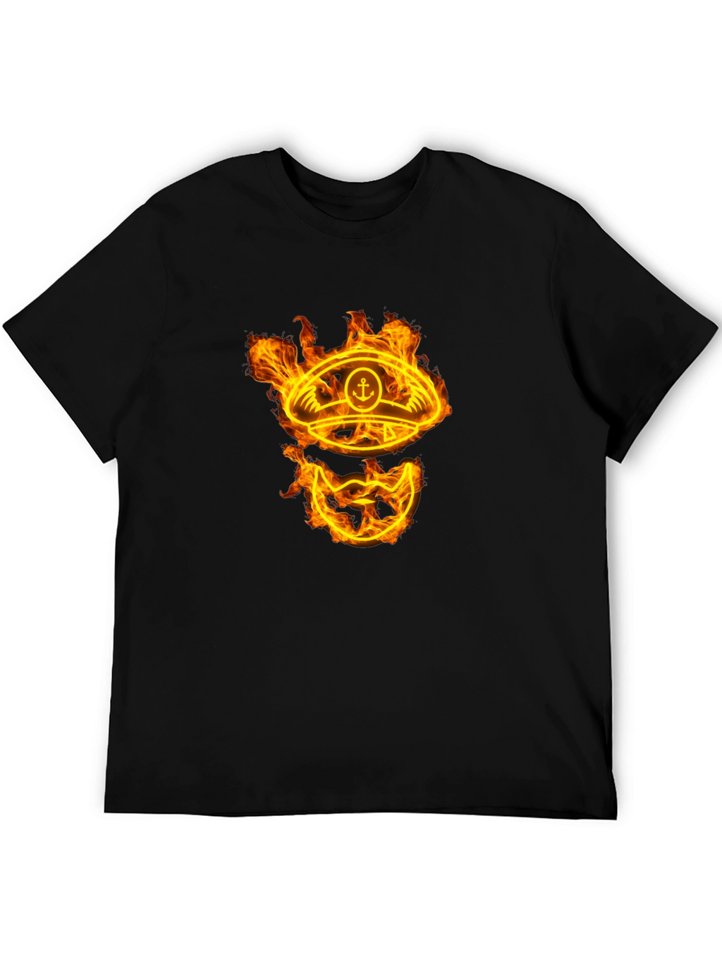 Flaming Captain Hat Graphic T-Shirt - Unique Design