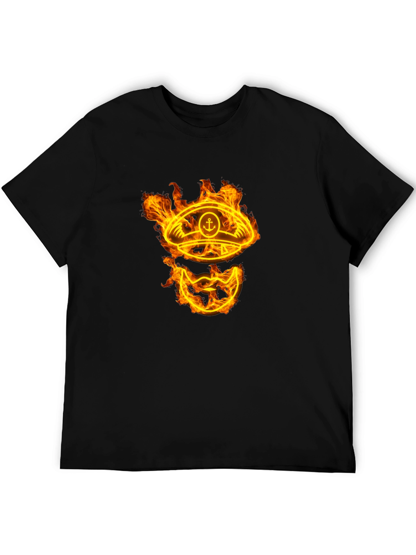 Flaming Captain Hat Graphic T-Shirt - Unique Design