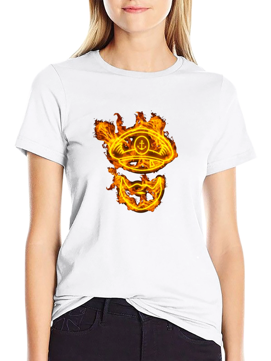 Flaming Captain Hat Graphic T-Shirt - Unique Design