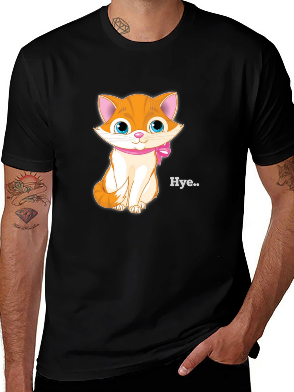 Cute Kitten Graphic Tee - Black