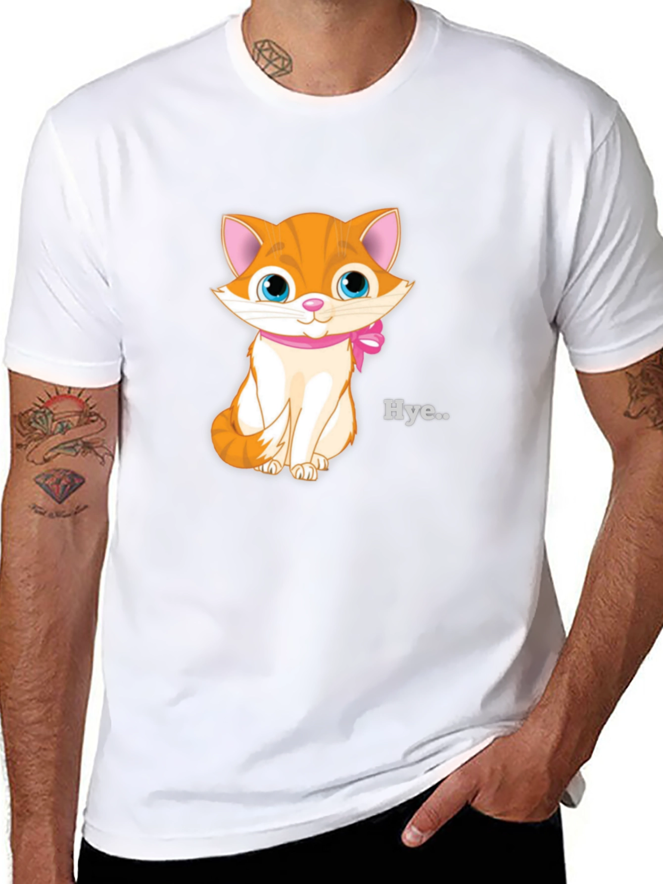 Cute Kitten Graphic Tee - Black