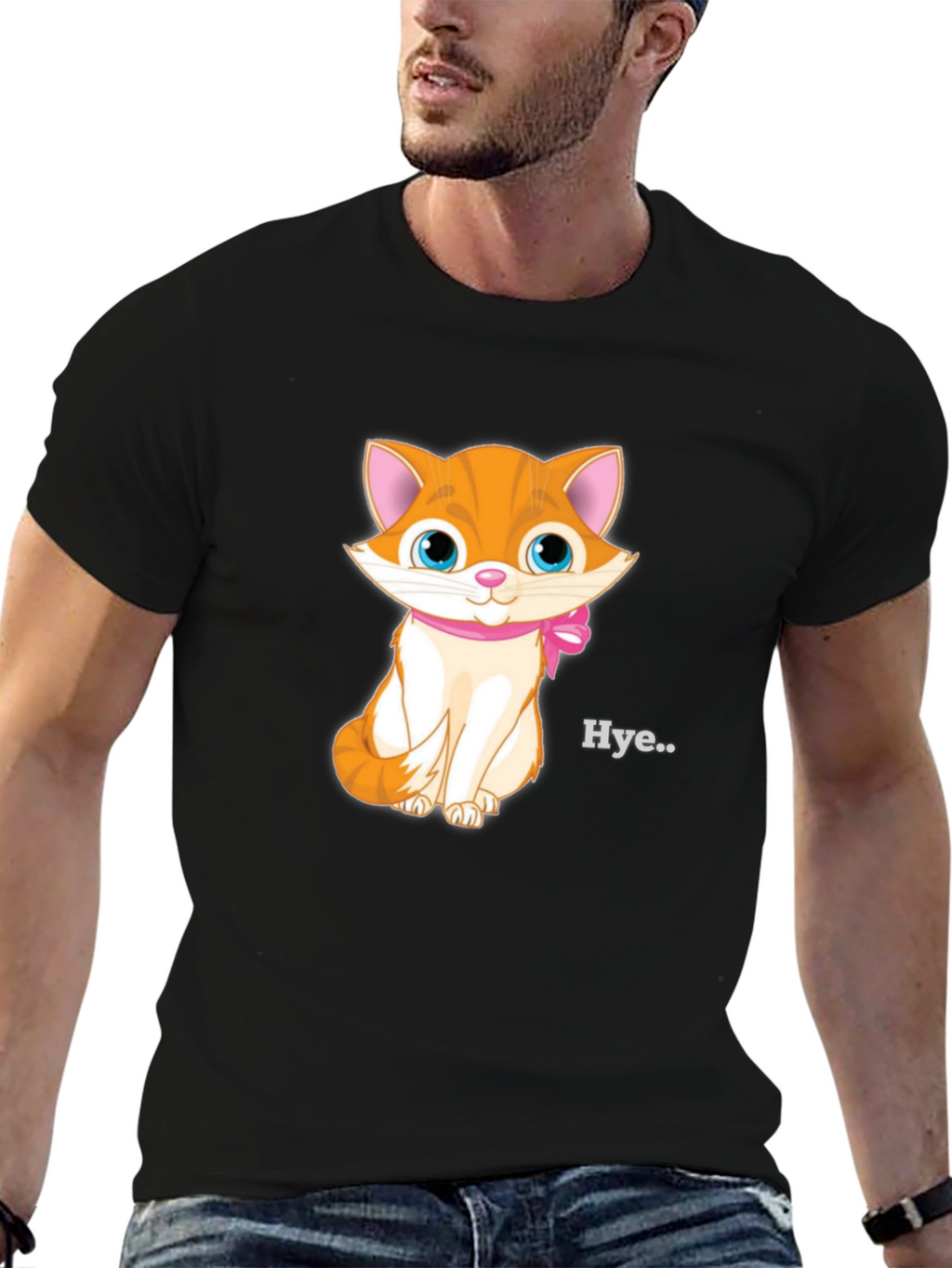 Cute Kitten Graphic Tee - Black