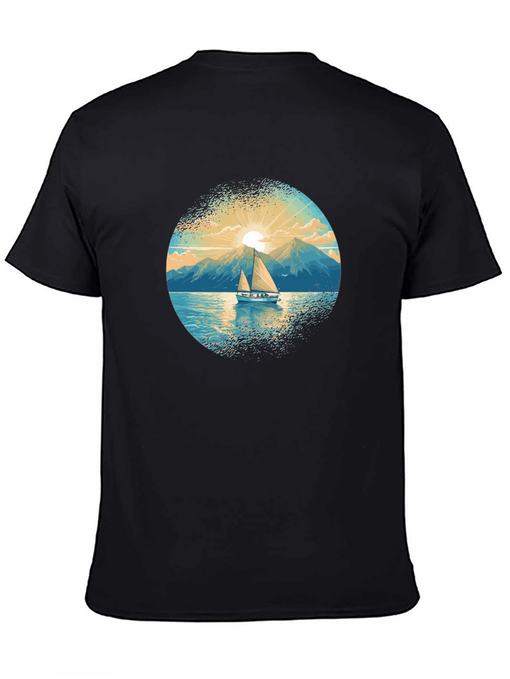 Sailboat Graphic Tee - Black Cotton Shirt