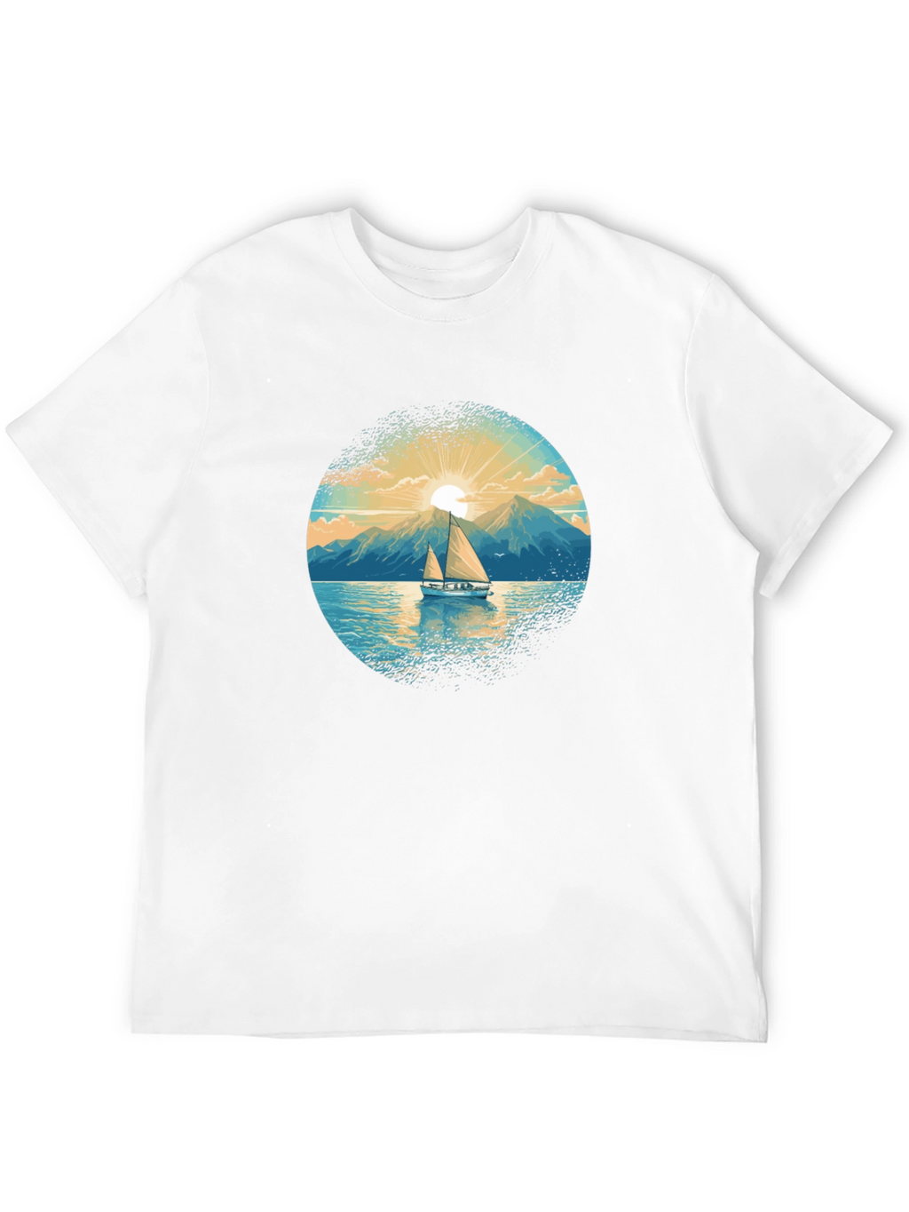Sailboat Graphic Tee - Black Cotton Shirt