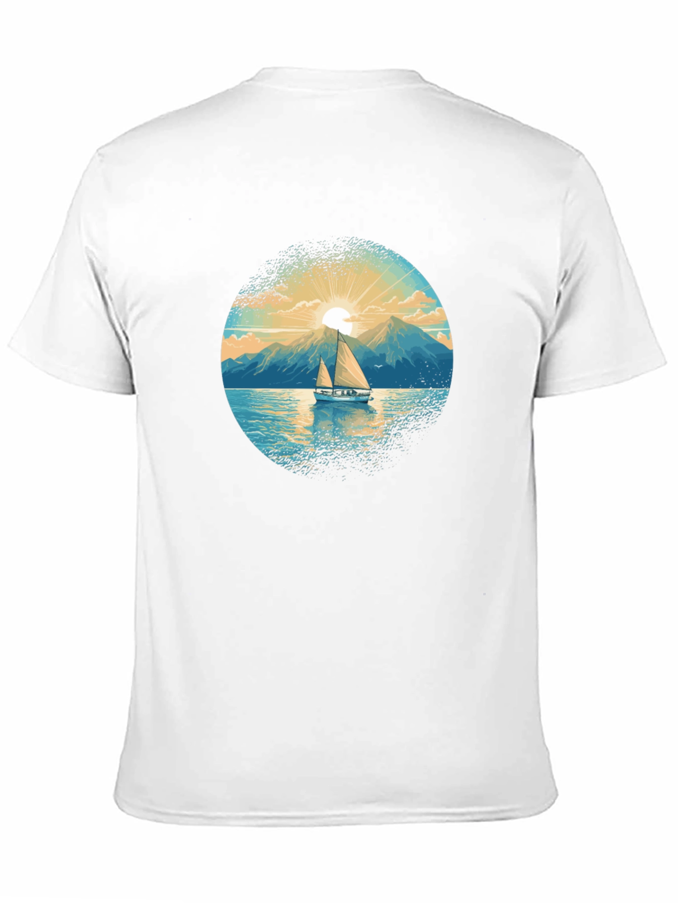 Sailboat Graphic Tee - Black Cotton Shirt