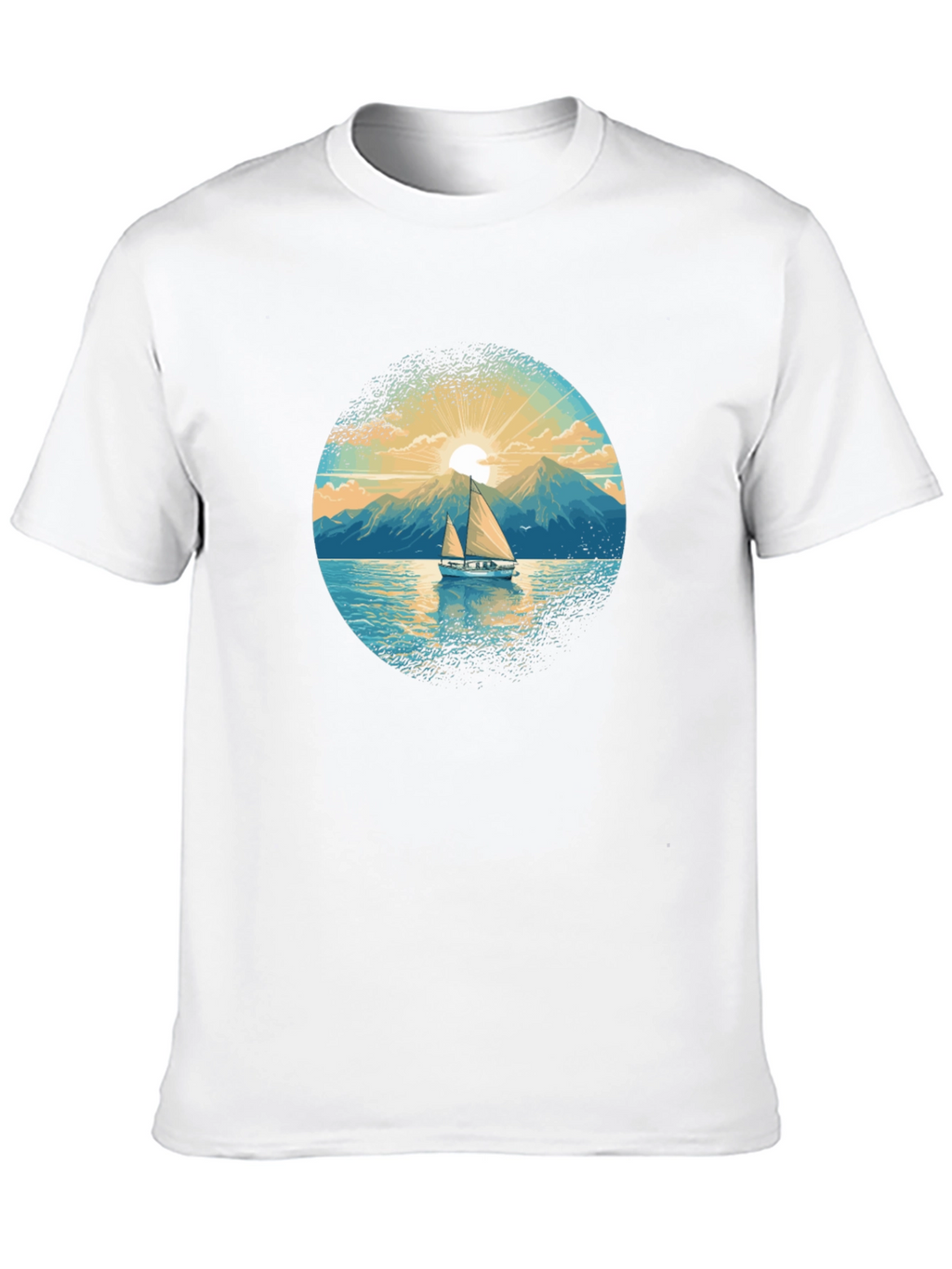 Sailboat Graphic Tee - Black Cotton Shirt