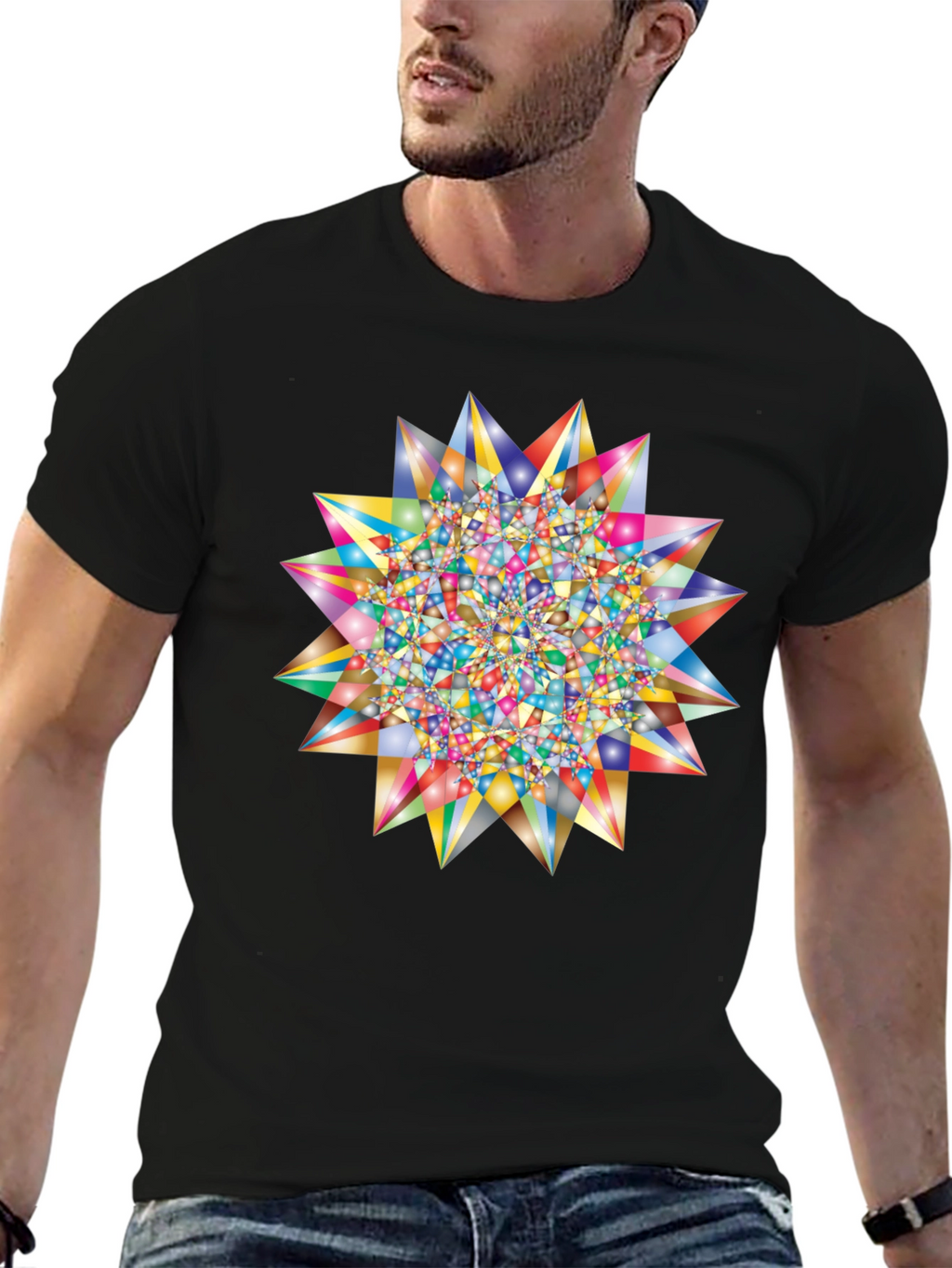 Geometric Starburst Graphic T-Shirt
