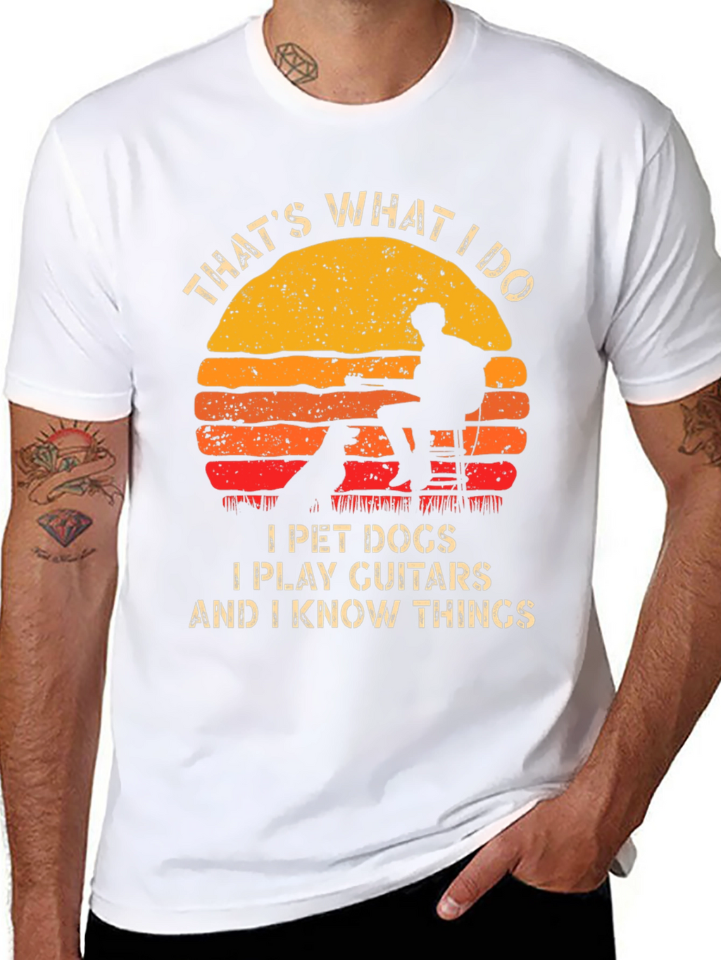 Pet Dog Guitar & Knowledge Graphic Tee