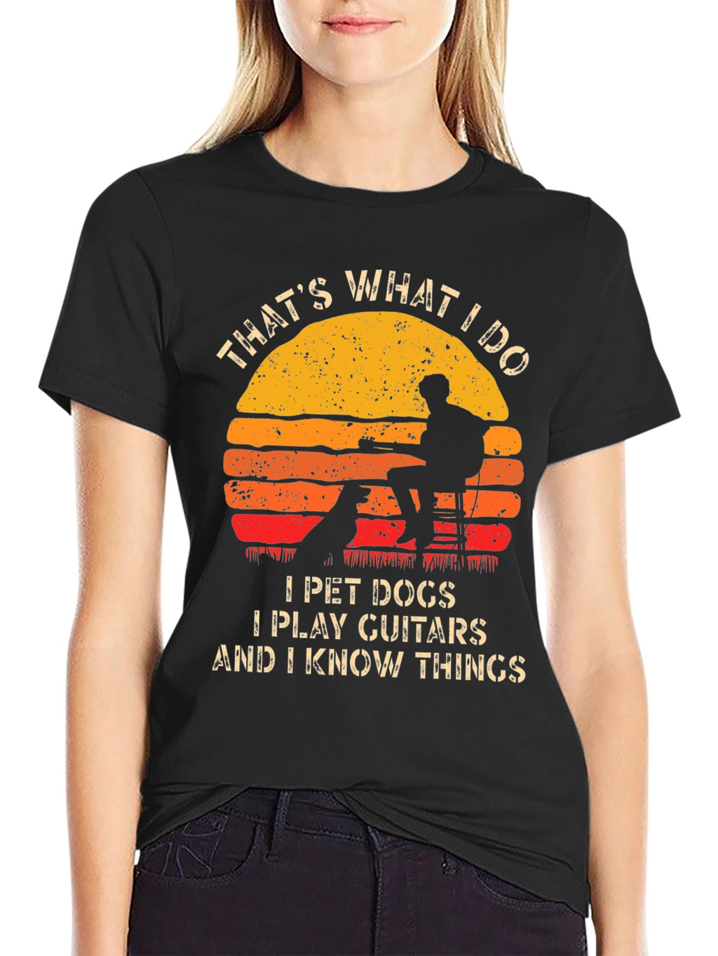Pet Dog Guitar & Knowledge Graphic Tee