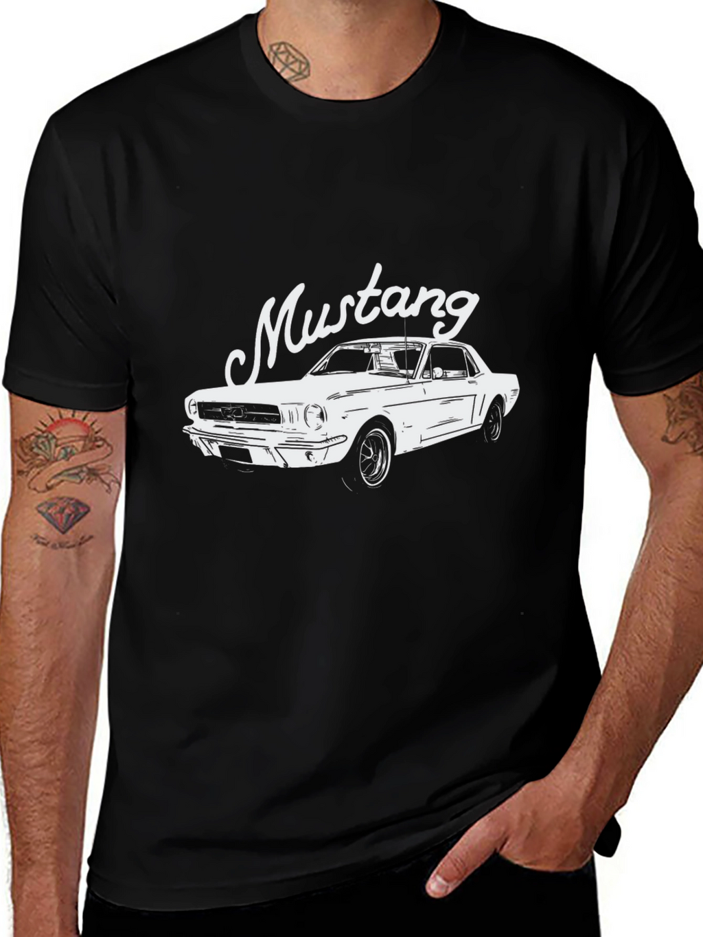 Classic Mustang Graphic Tee - Black Cotton