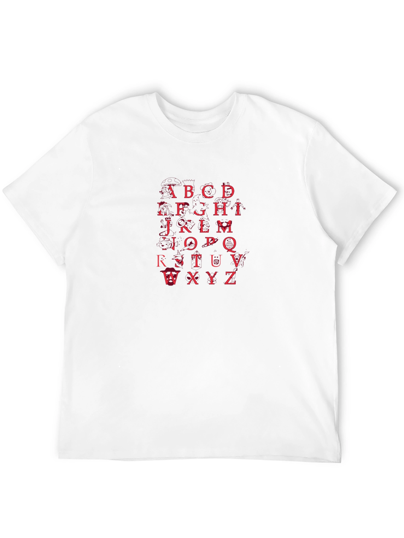 Alphabet Red Print Black T-Shirt