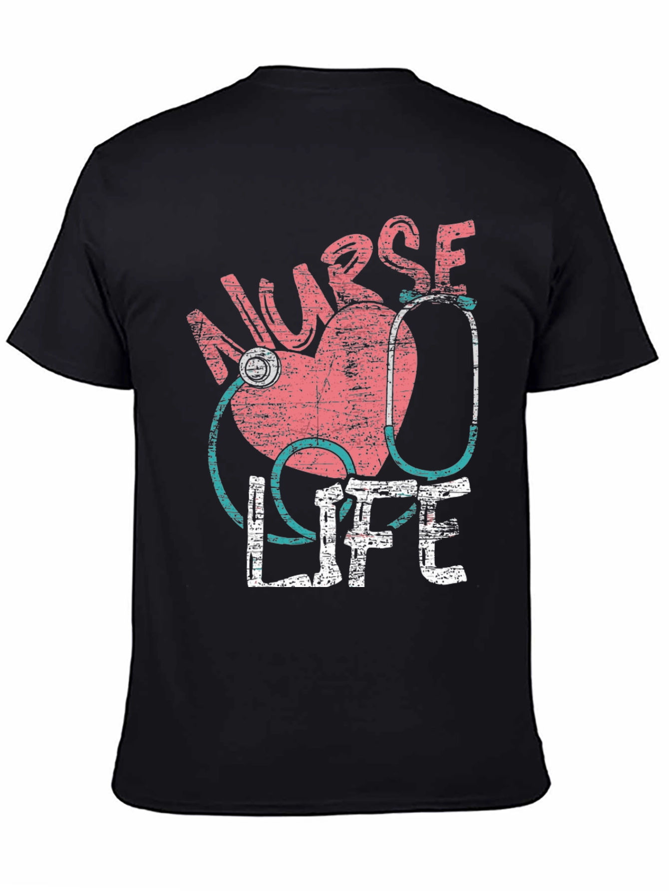 Nurse Life Graphic T-Shirt - Heart Stethoscope Design