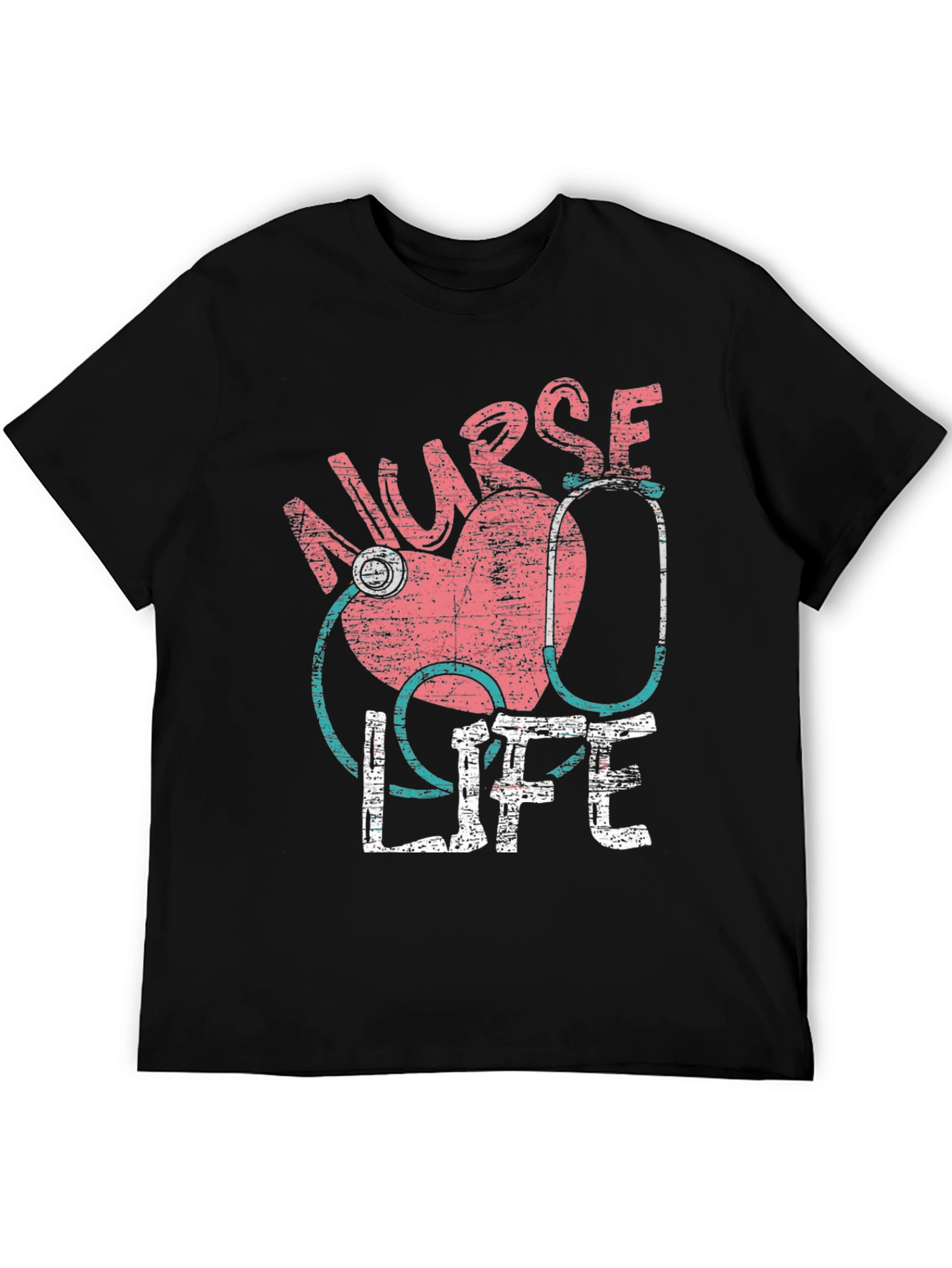 Nurse Life Graphic T-Shirt - Heart Stethoscope Design