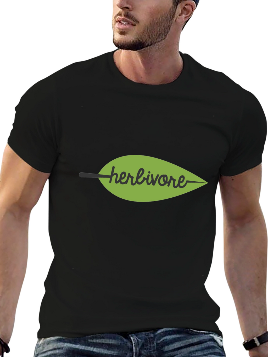 Herbivore Leaf Graphic T-Shirt - Black