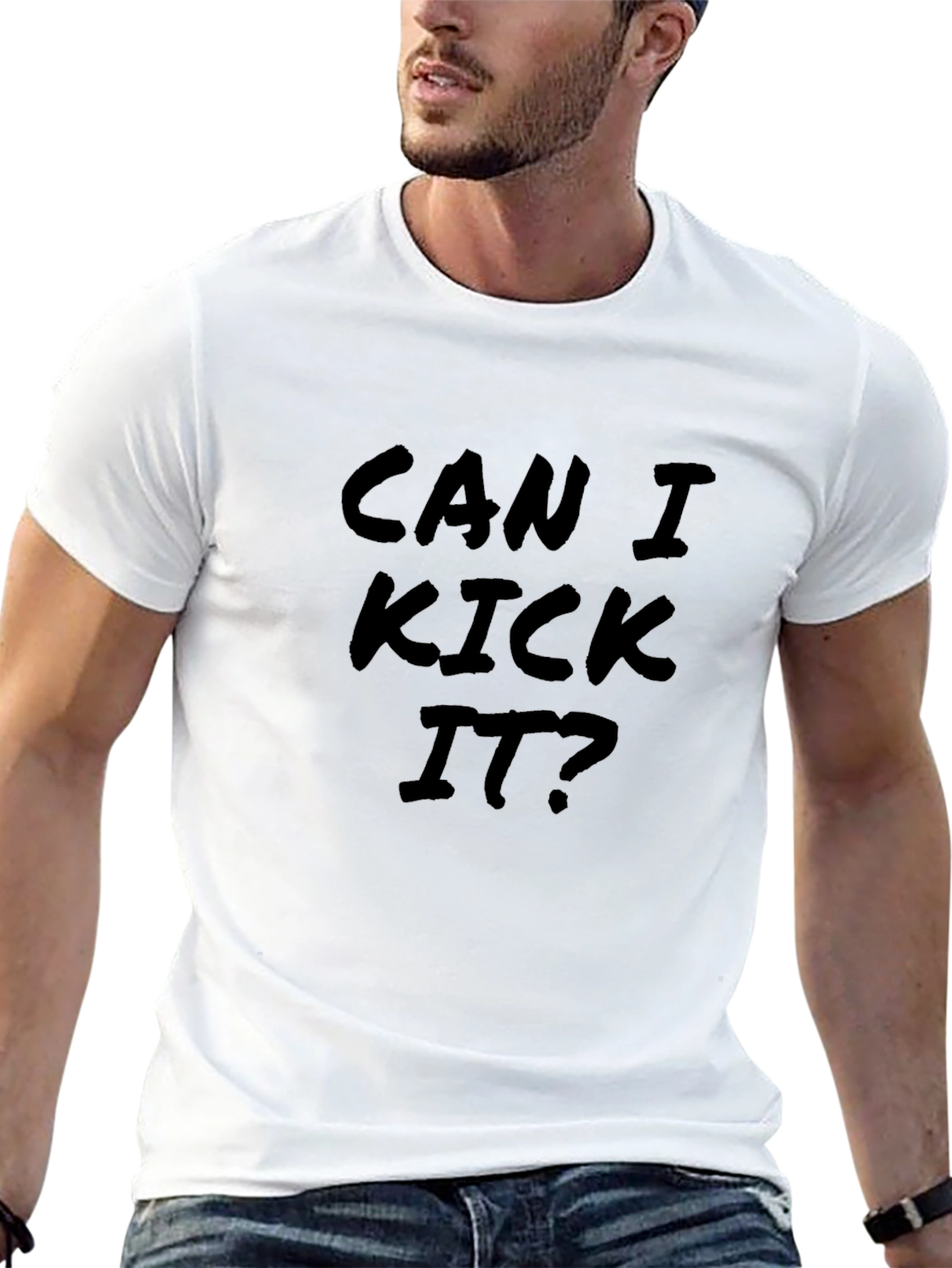 Can I Kick It? Graphic Black T-Shirt