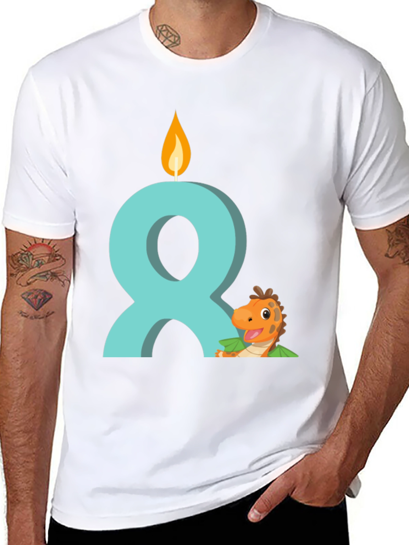 Birthday Dinosaur Number 8 Kids T-Shirt