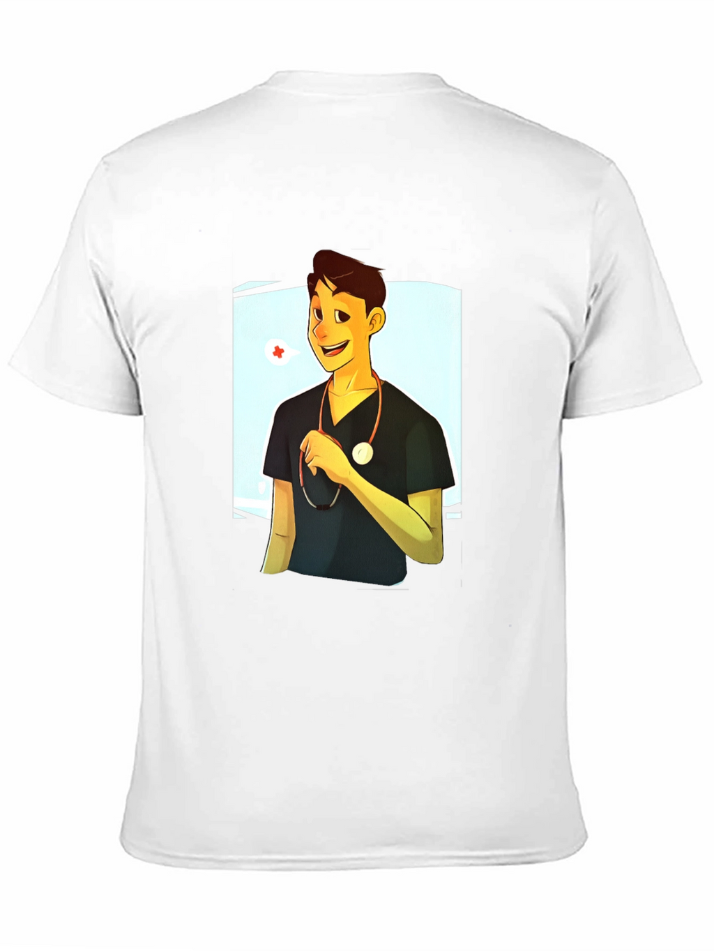 Cartoon Doctor Graphic Black T-Shirt