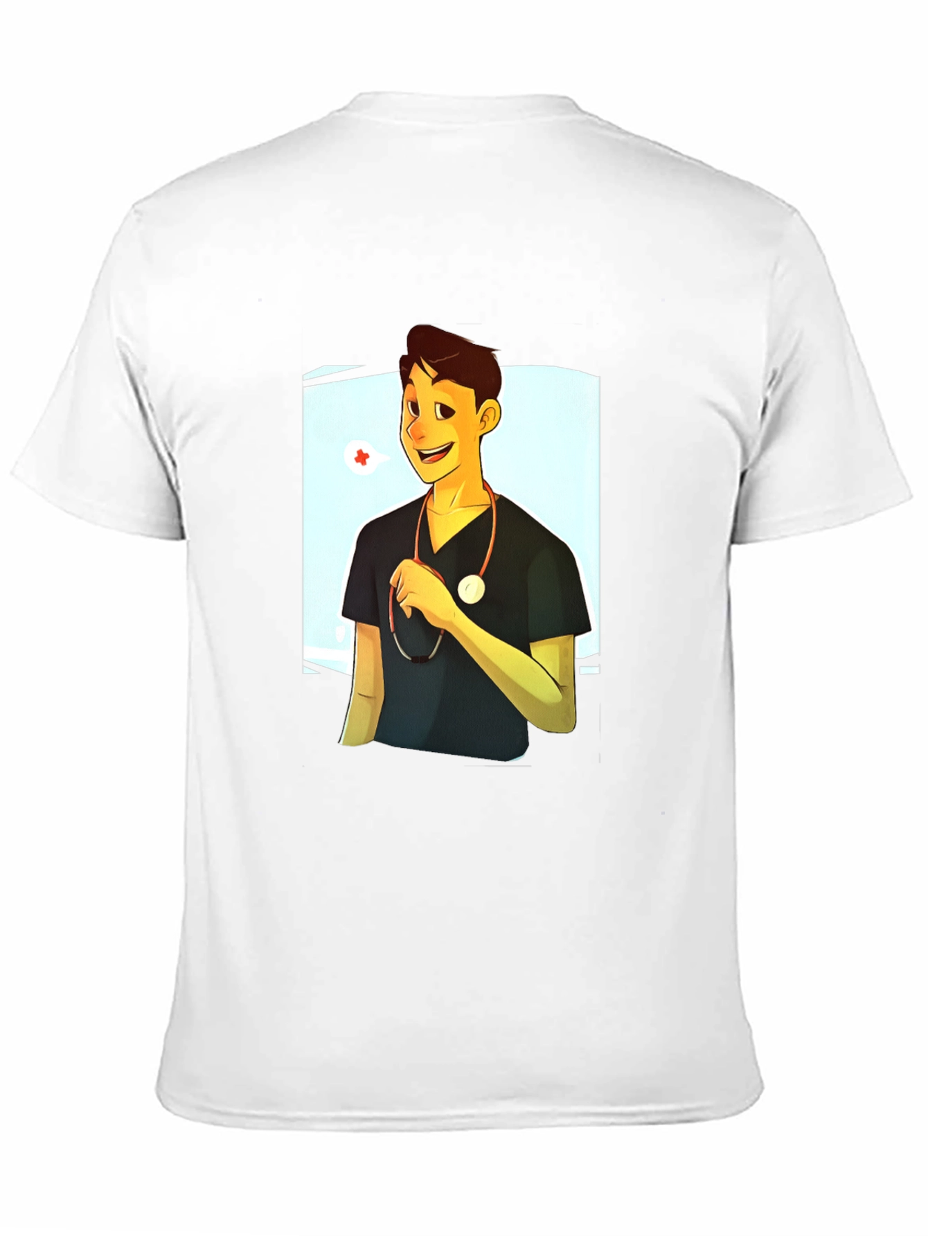 Cartoon Doctor Graphic Black T-Shirt