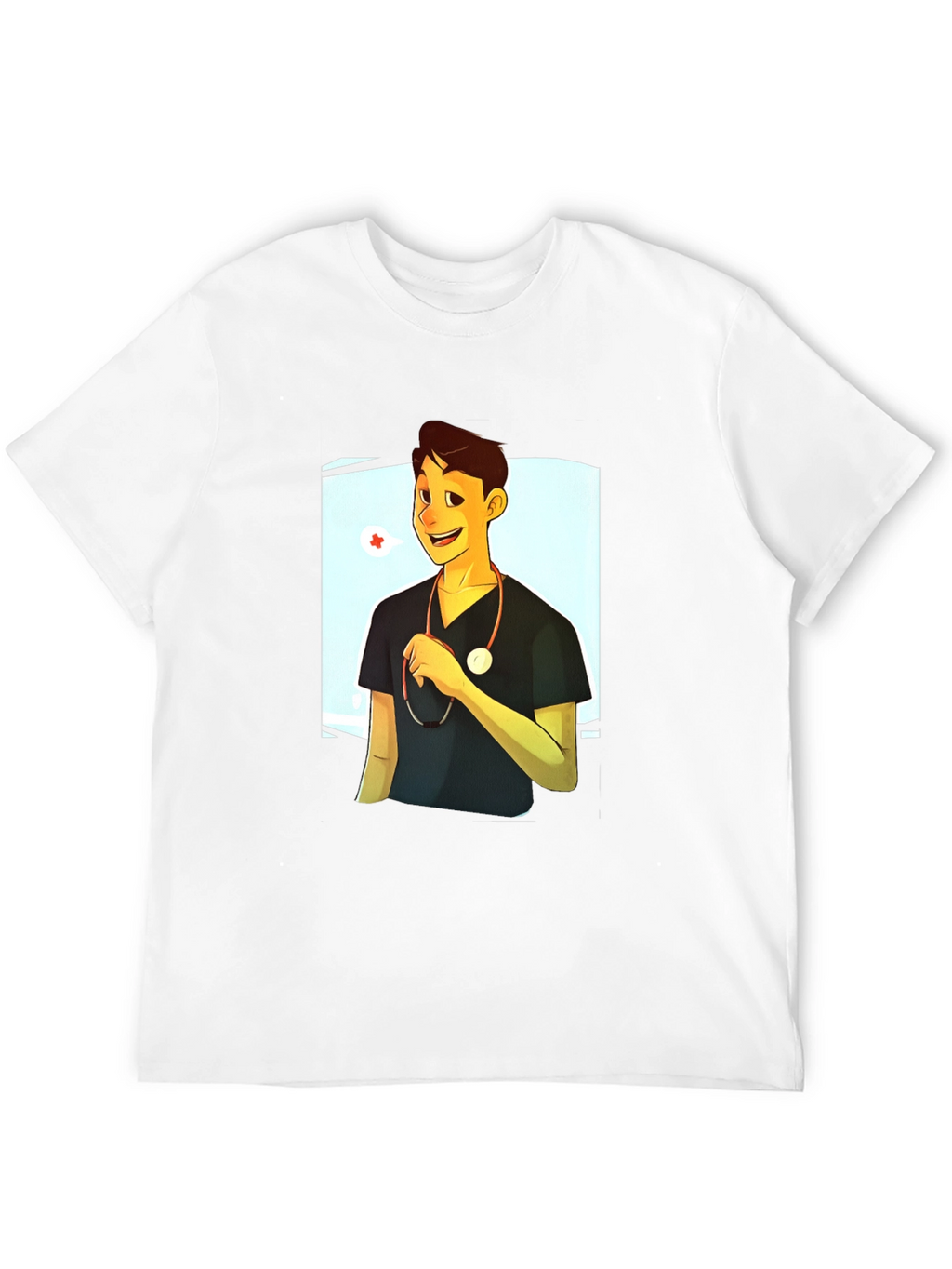 Cartoon Doctor Graphic Black T-Shirt