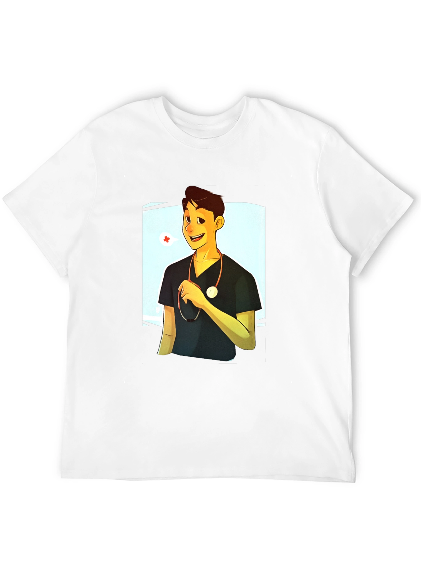 Cartoon Doctor Graphic Black T-Shirt