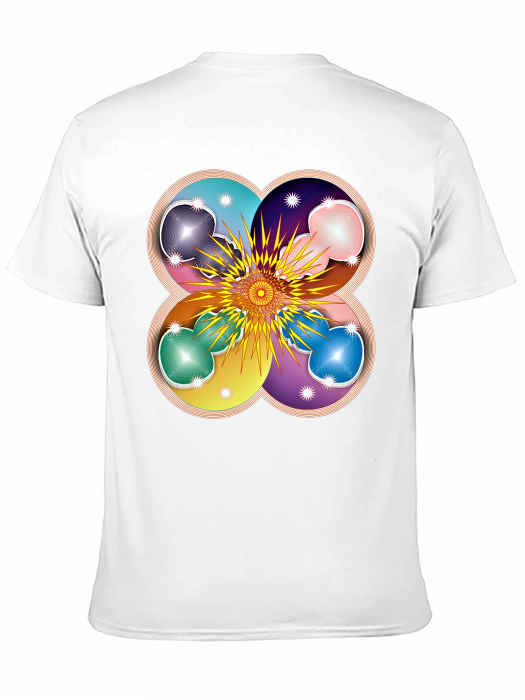 Geometric Flower Mandala Black T-Shirt
