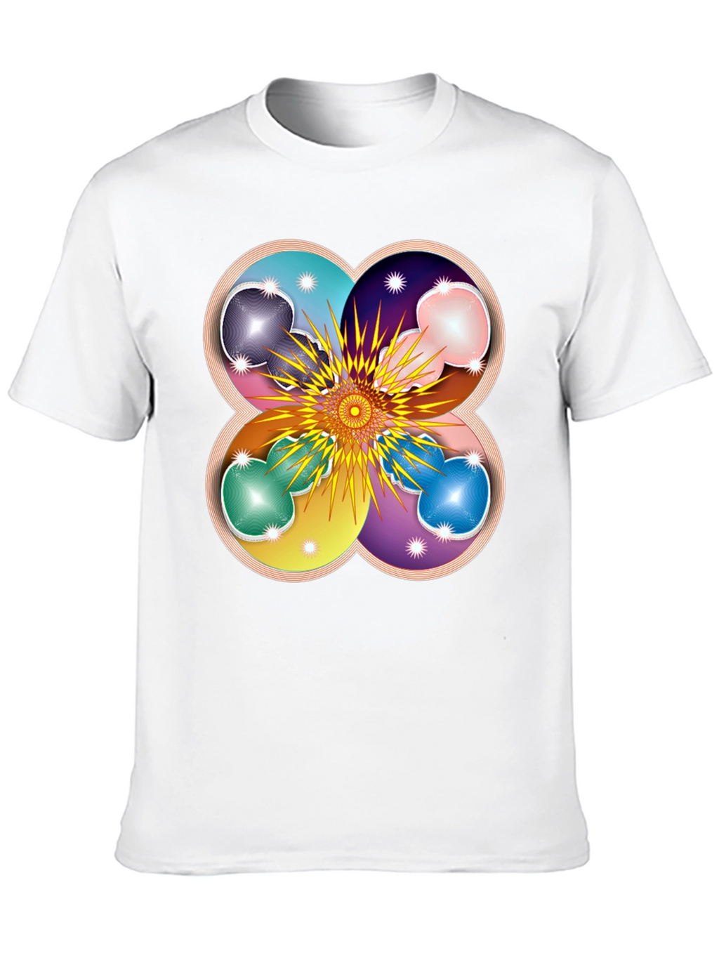 Geometric Flower Mandala Black T-Shirt