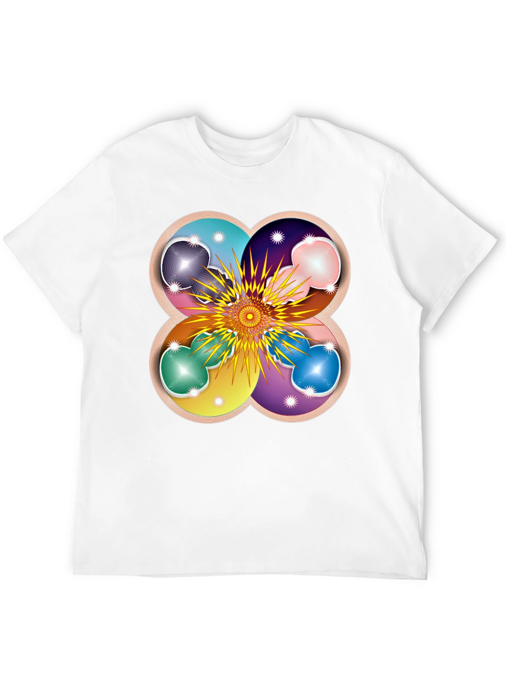 Geometric Flower Mandala Black T-Shirt