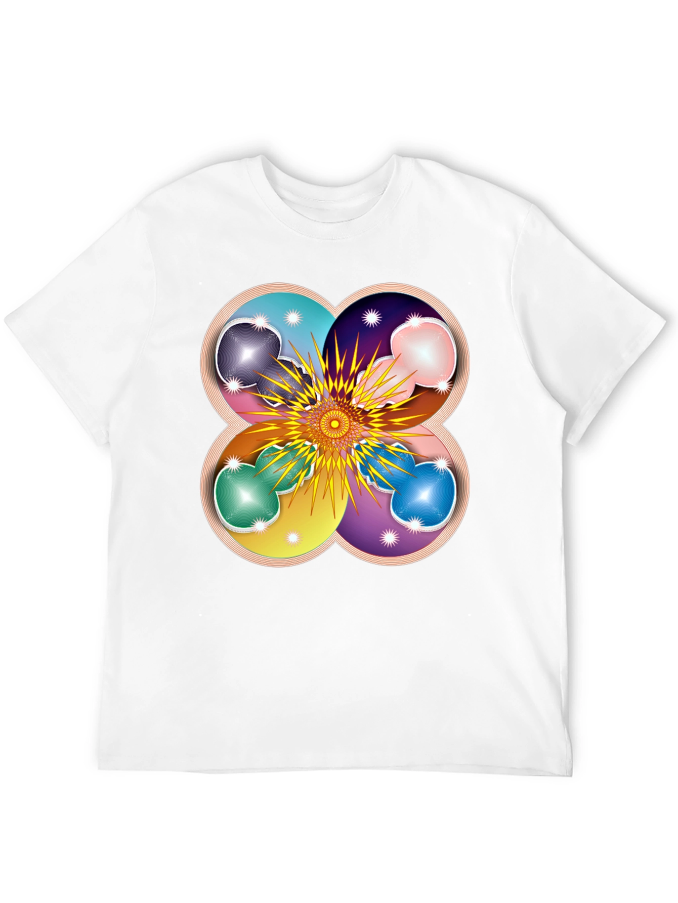 Geometric Flower Mandala Black T-Shirt