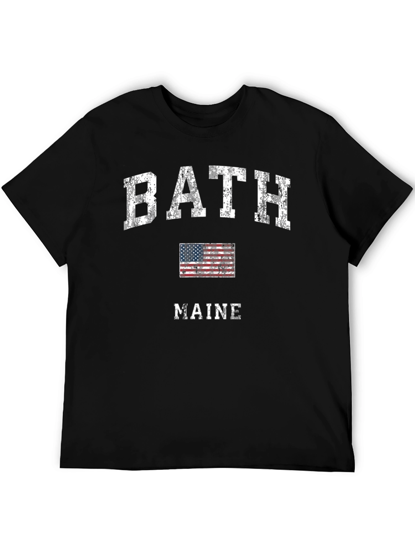 Bath Maine USA Flag Graphic T-Shirt