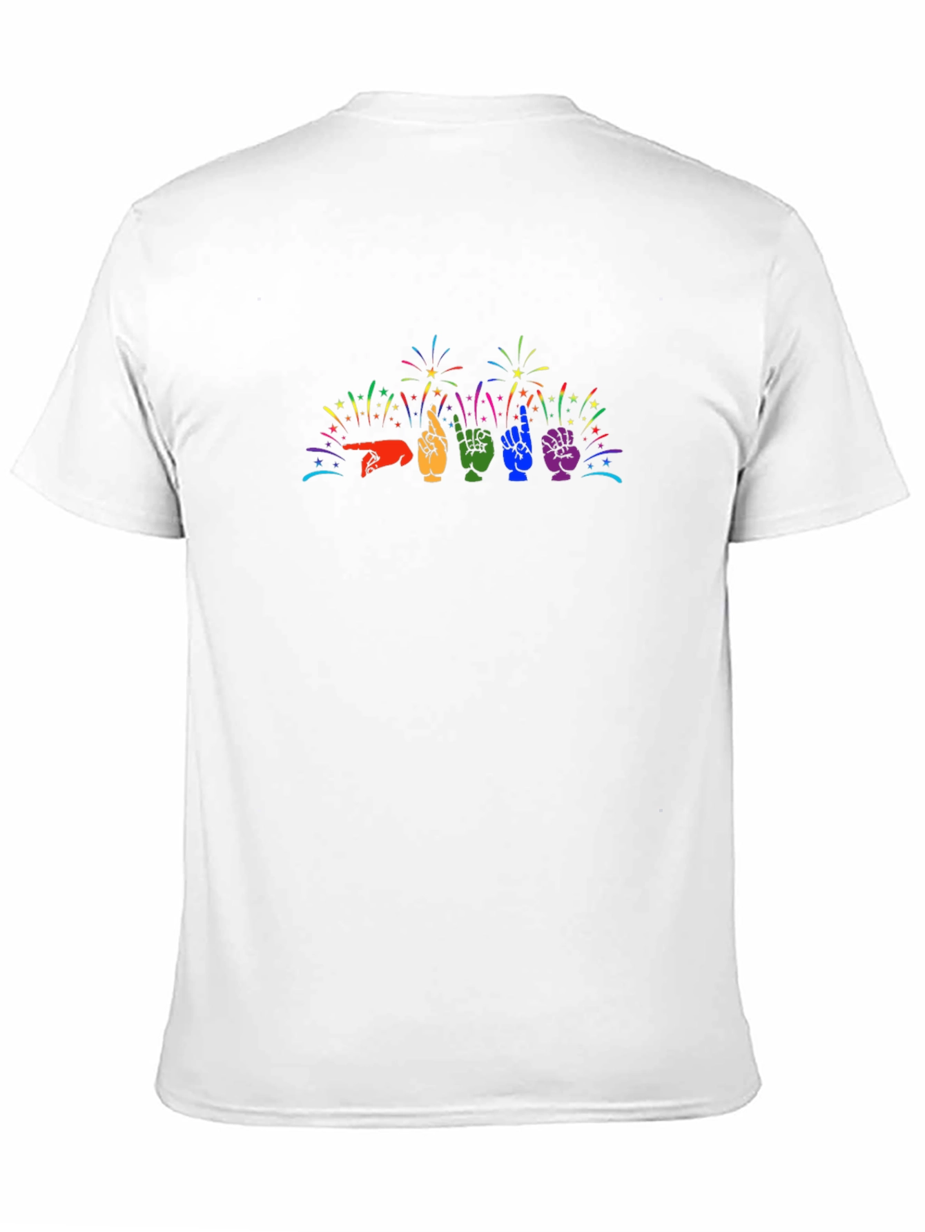Pride ASL Hand Sign Fireworks Graphic Tee