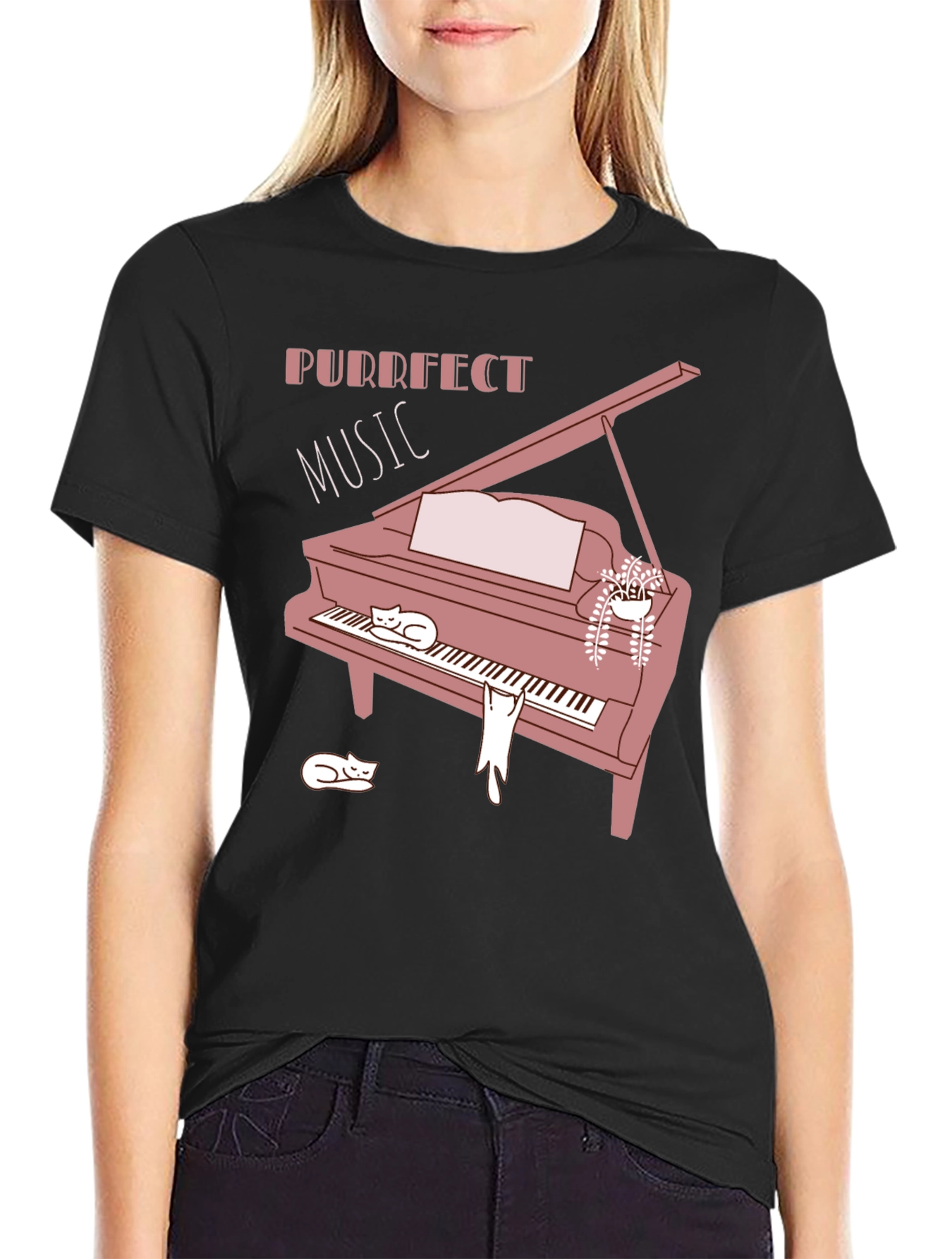 Purrfect Music Cat Piano T-Shirt - Soft Cotton Blend