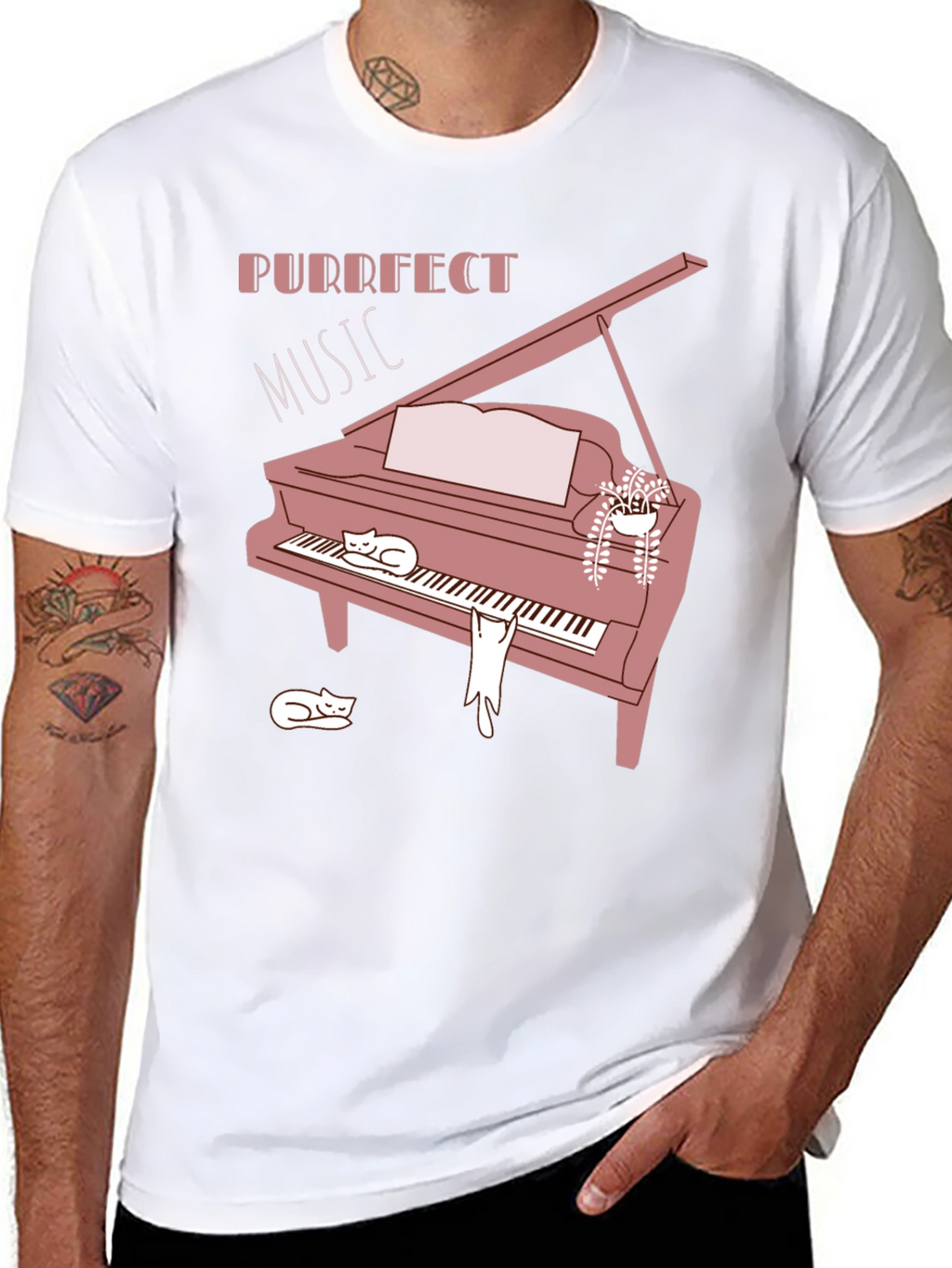 Purrfect Music Cat Piano T-Shirt - Soft Cotton Blend
