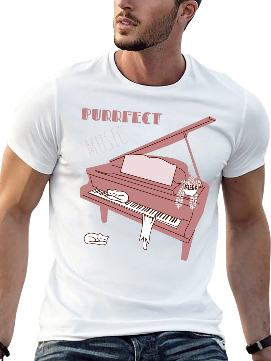 Purrfect Music Cat Piano T-Shirt - Soft Cotton Blend