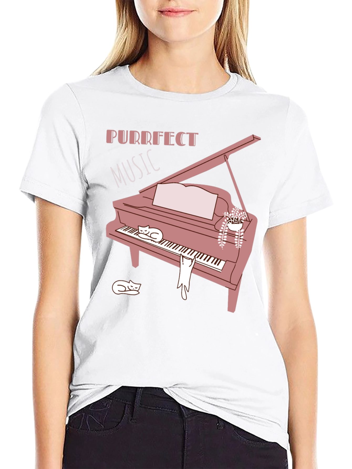 Purrfect Music Cat Piano T-Shirt - Soft Cotton Blend