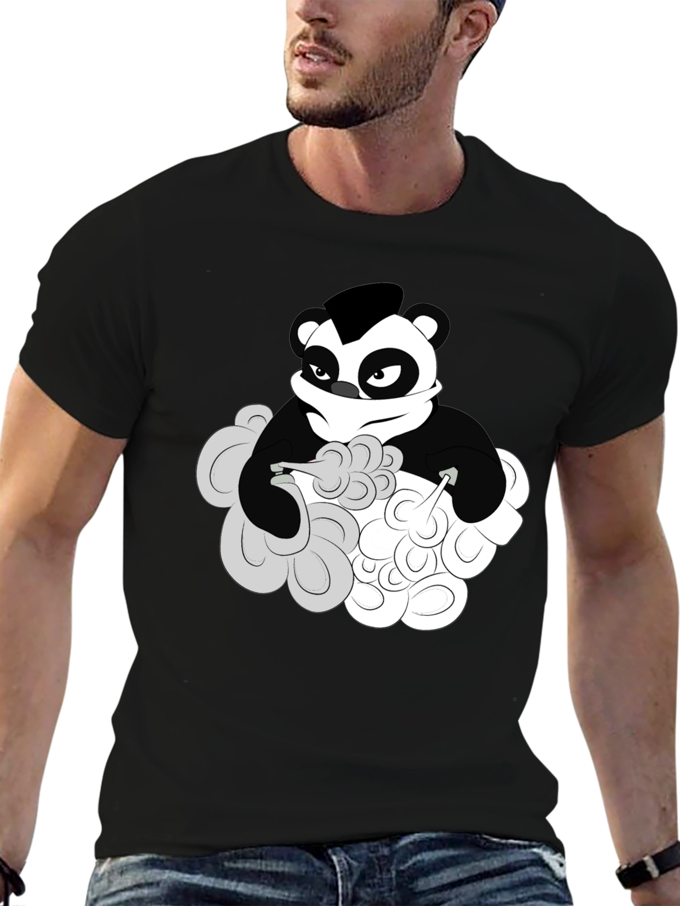 Cool Panda Graphic T-Shirt - Black Cotton Tee