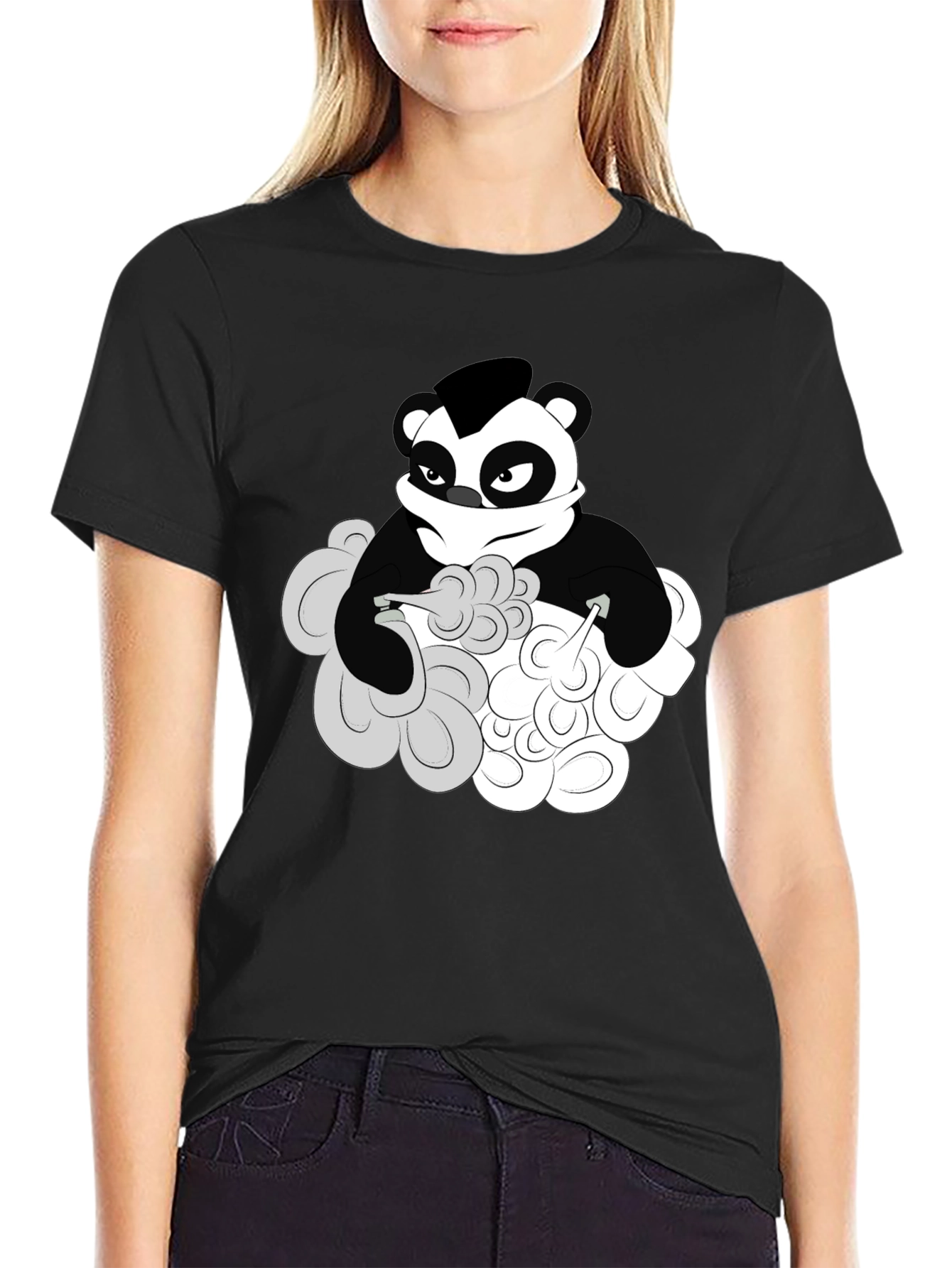 Cool Panda Graphic T-Shirt - Black Cotton Tee