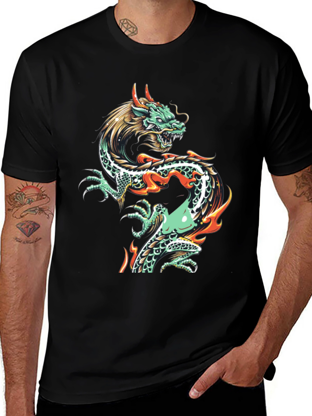 Dragon Graphic Tee - Mens Black T-Shirt