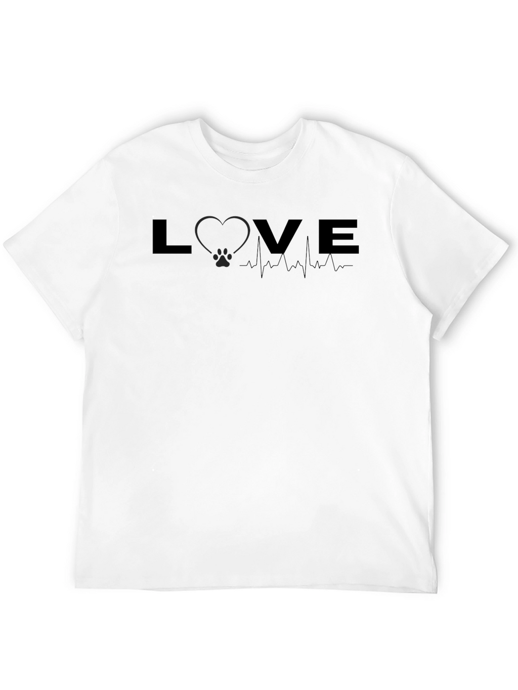 Love Heartbeat Pet Paw Print Graphic T-Shirt