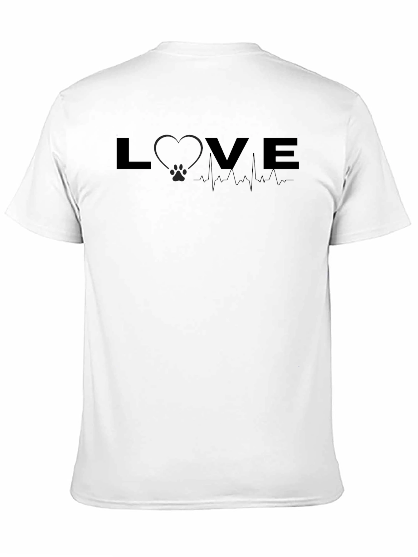 Love Heartbeat Pet Paw Print Graphic T-Shirt