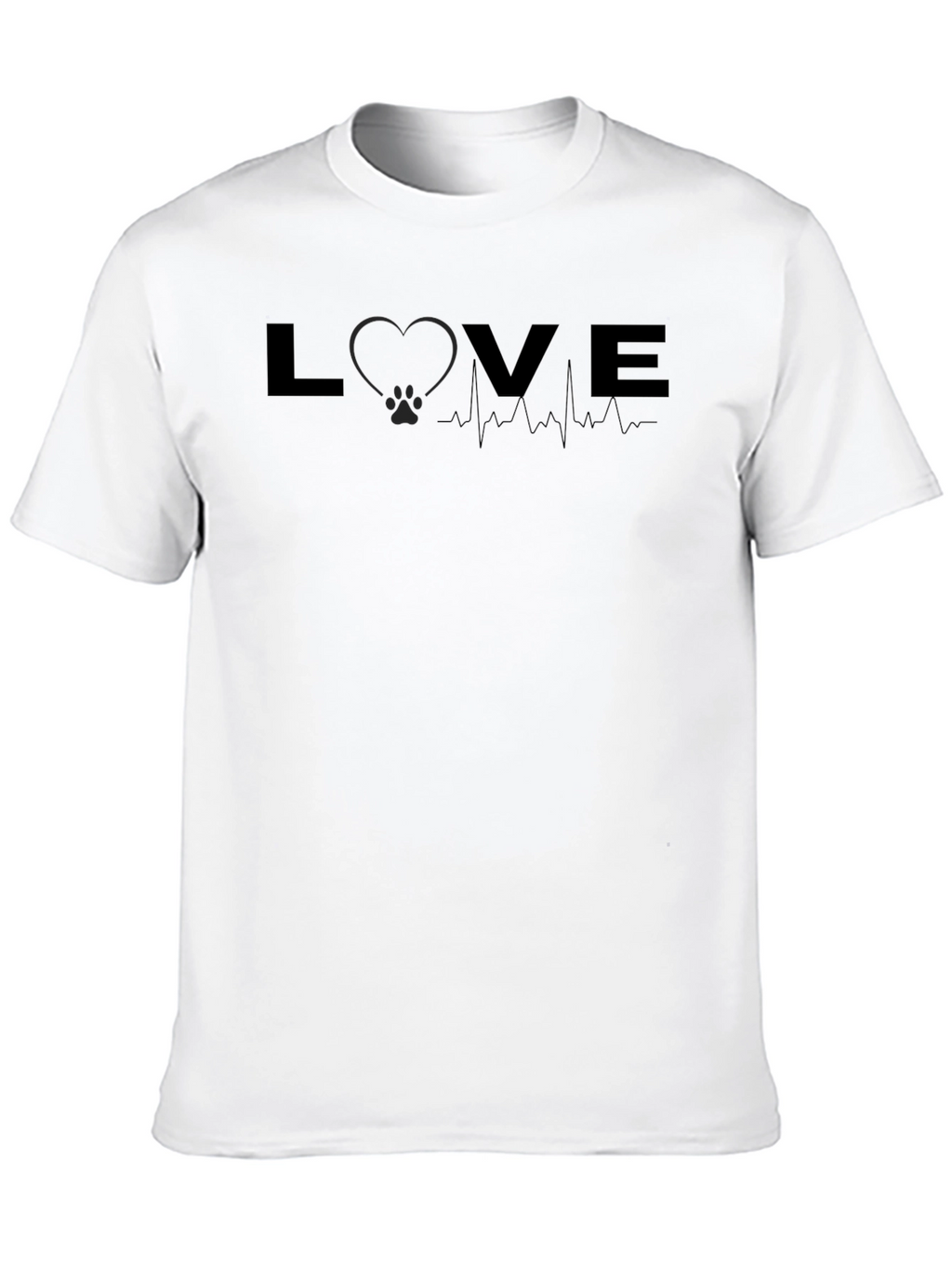 Love Heartbeat Pet Paw Print Graphic T-Shirt