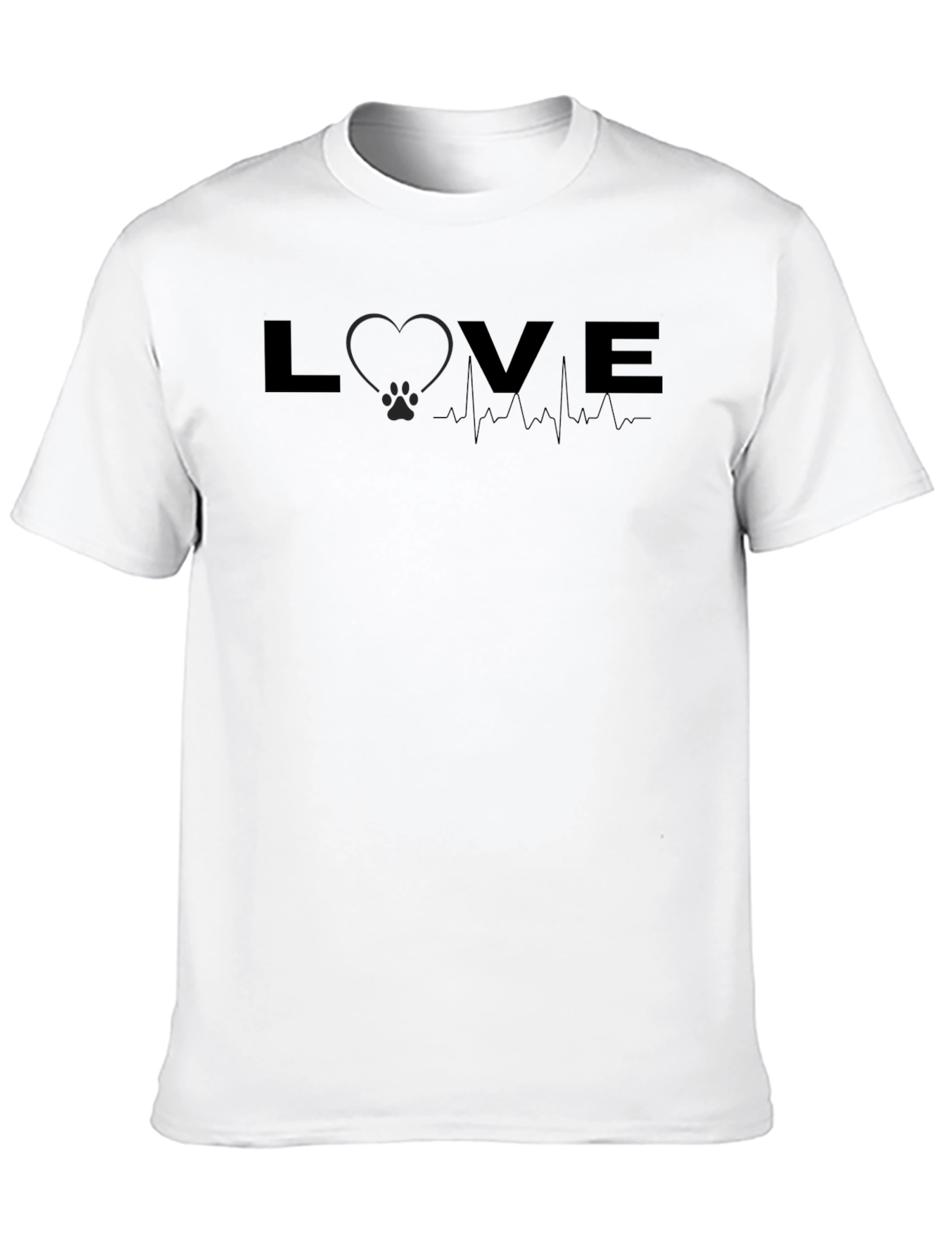 Love Heartbeat Pet Paw Print Graphic T-Shirt