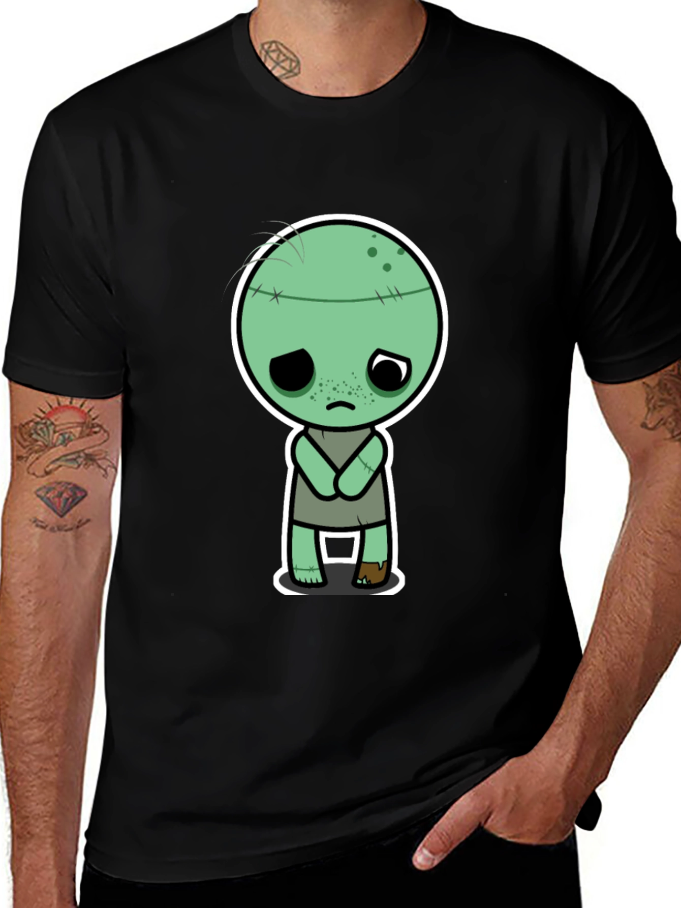 Zombie Graphic Print Black T-Shirt