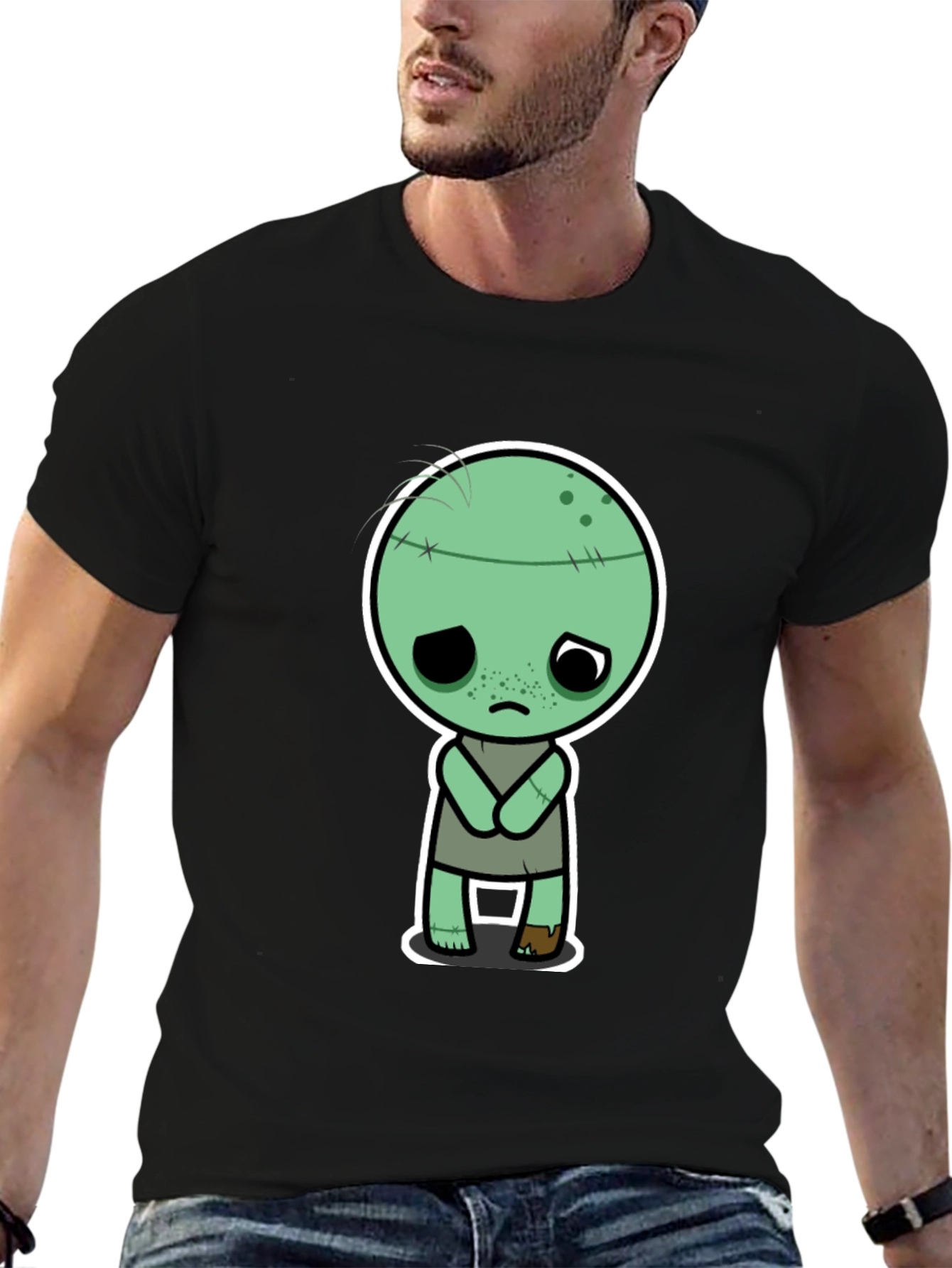 Zombie Graphic Print Black T-Shirt