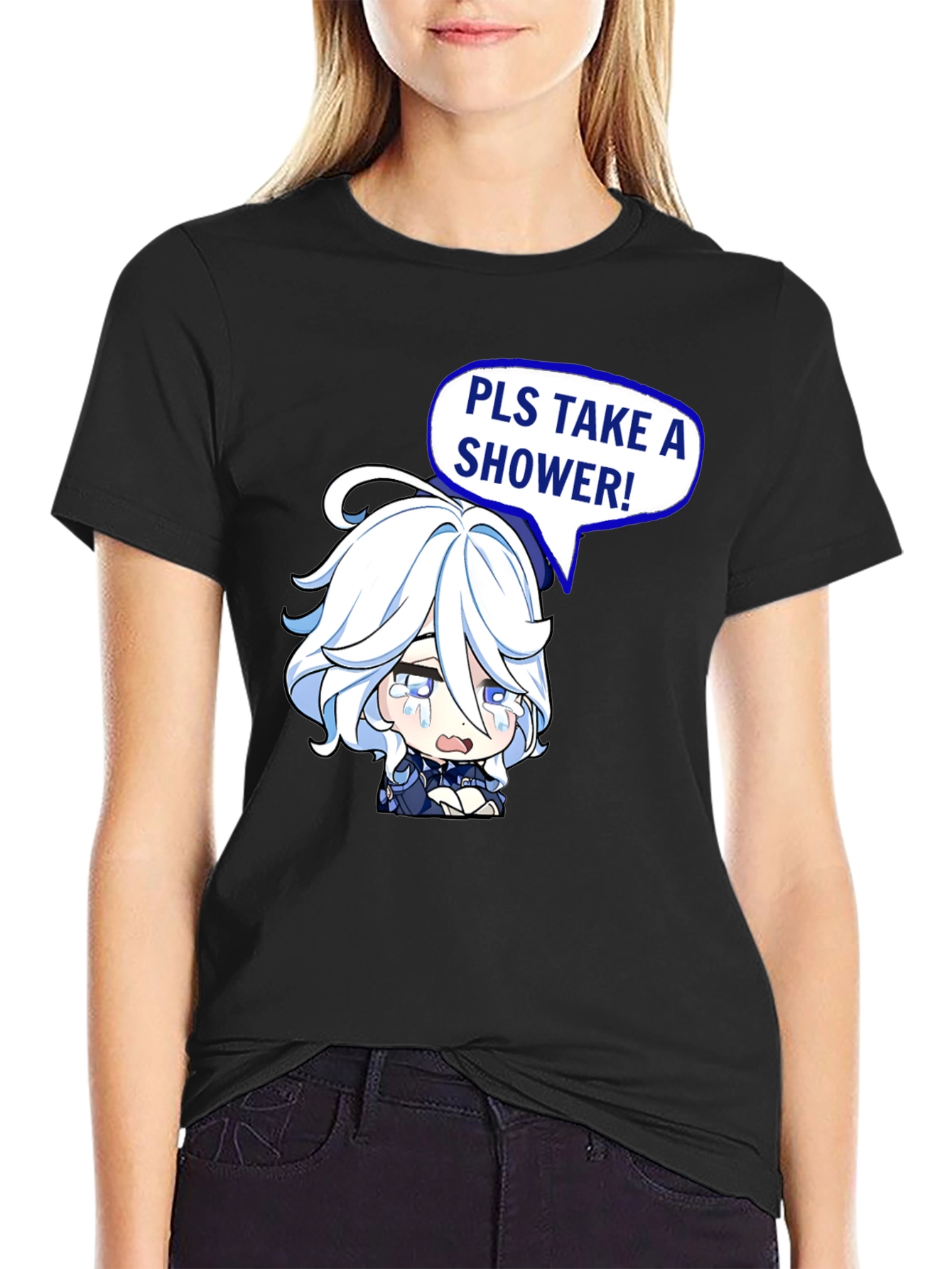 Funny Pls Take a Shower Anime T-Shirt