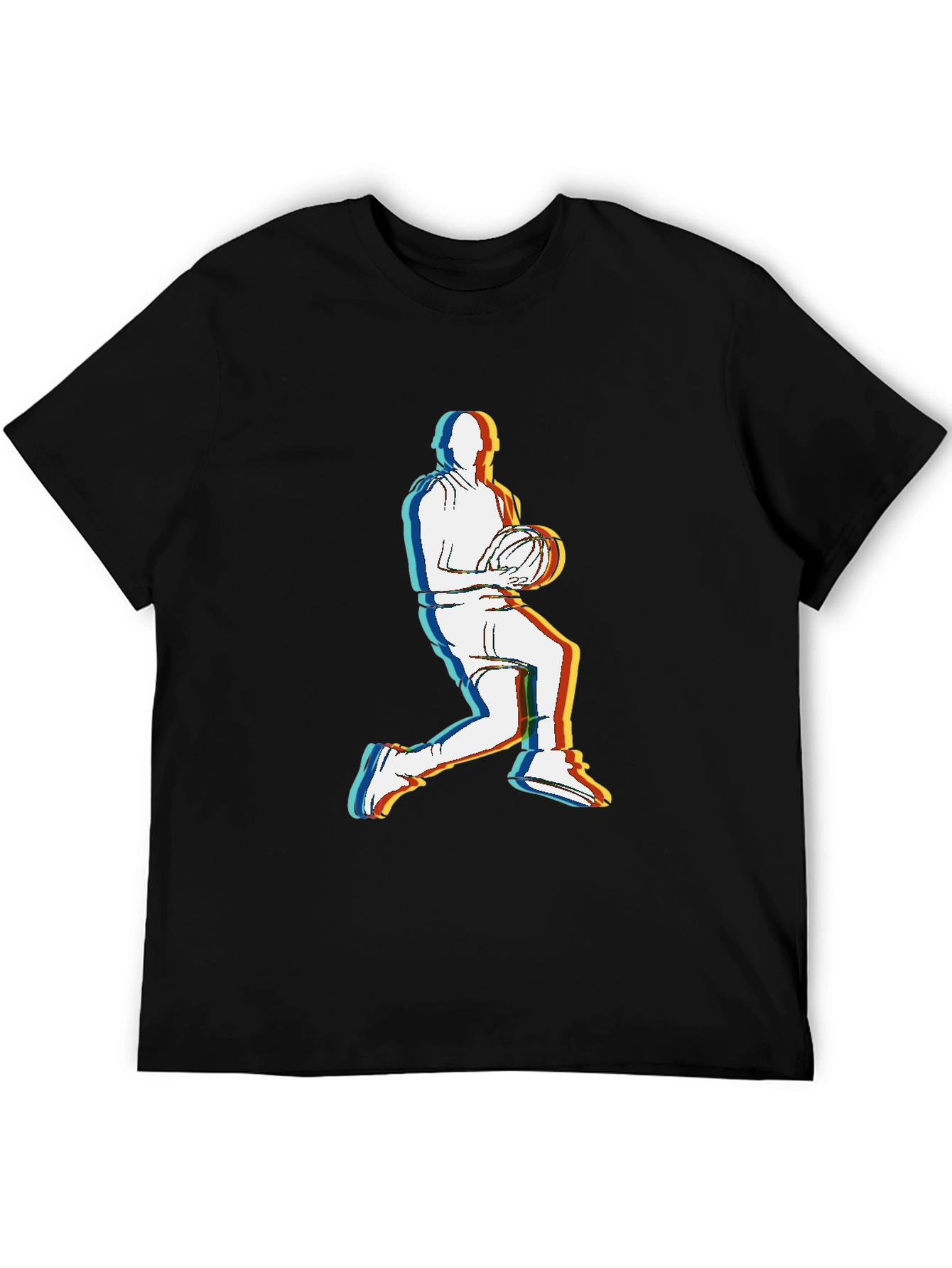 Retro Basketball Player Graphic Tee - Black