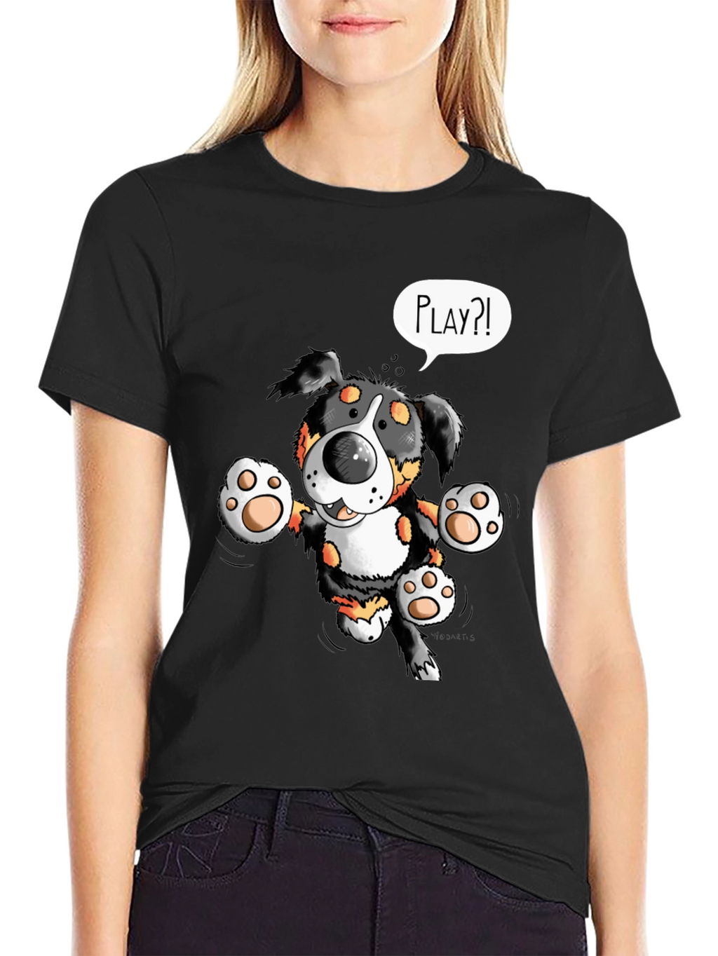 Playful Puppy Cartoon Print T-Shirt